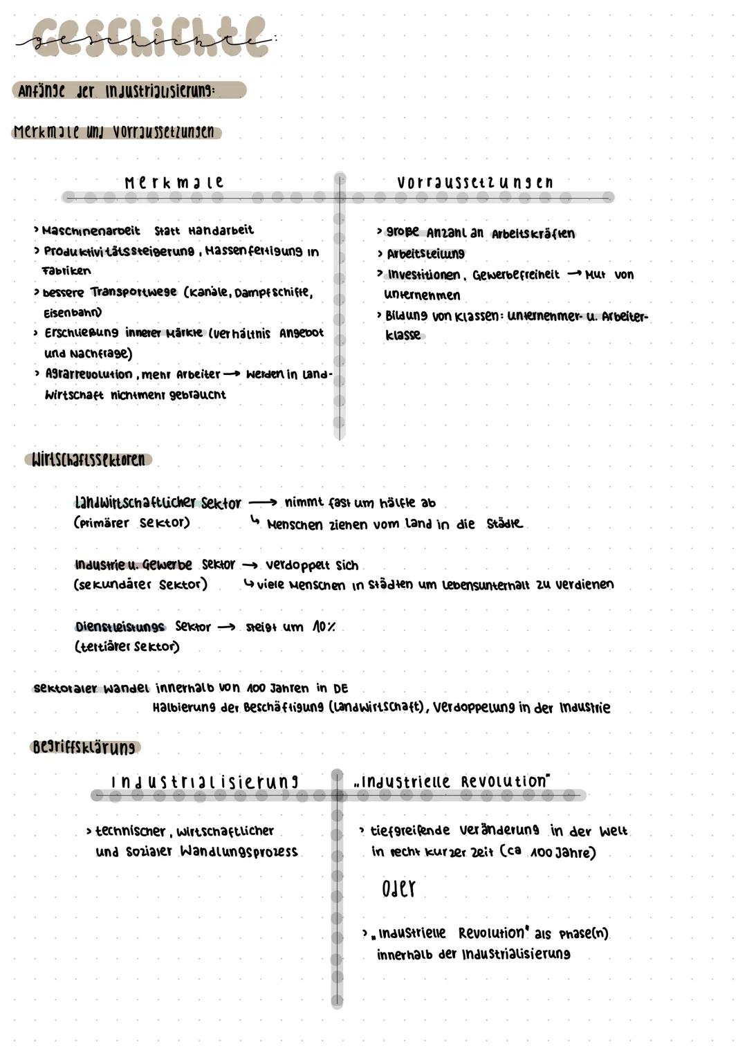 geschichte
Anfänge der Industrialisierung:
Merkmale und vorraussetzungen
Merkmale
> Maschinenarbeit Statt Handarbeit
> Produktivitätssteiger