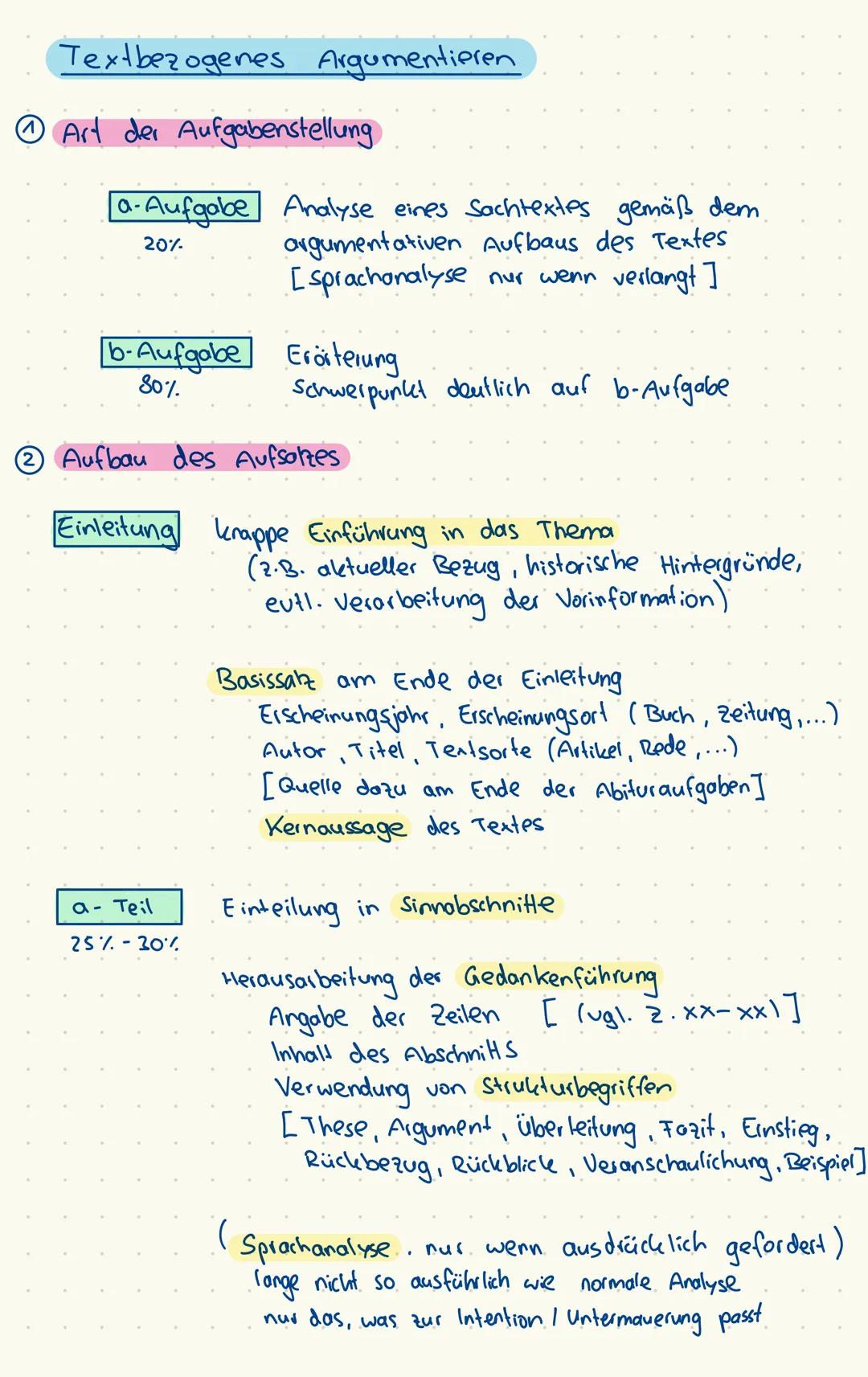 # Textbezogenes Argumentieren
# Art der Aufgabenstellung
- a-Aufgabe Analyse eines Sachtextes gemäß dem.
argumentativen Aufbaus des Text