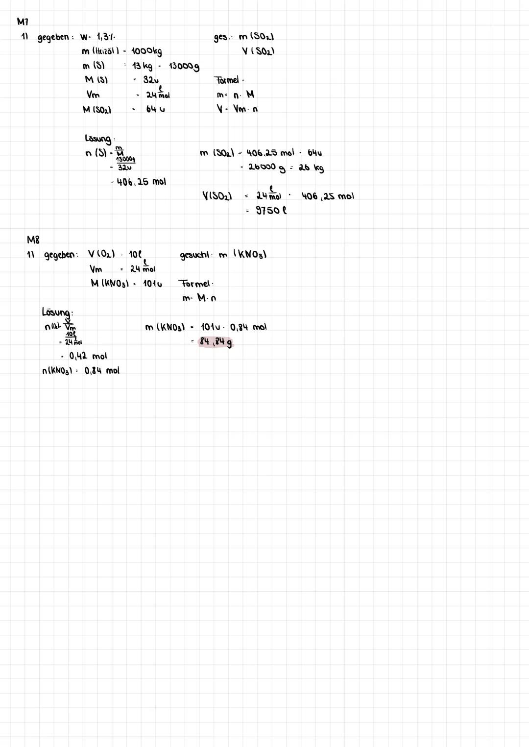 # CHEMIE Lernzettel
1. molare Masse
- m Masse in u
- M molare Masse ($\frac{m}{n}$) in g
- n Sloffmenge in mol
Ein mol ist die Einheit de