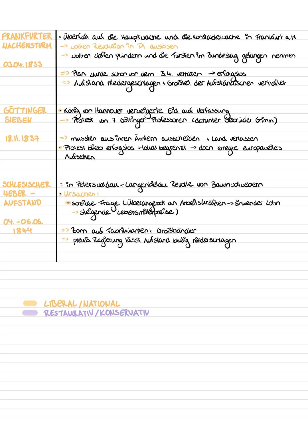 WARTBURG-
FEST
18.10.1817
KARLSBADER
BESCHLUSSE
1819
1830
HAMBACHER
FEST
vormine
• Ursachen: - als Reaktion auf Restauration gründeten Stude