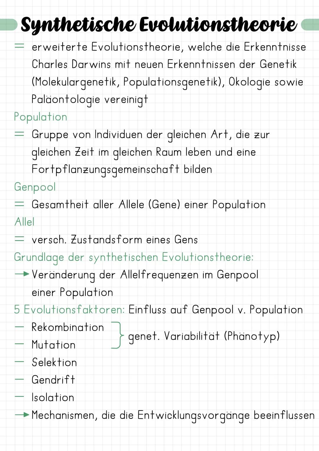 # Synthetische Evolutionstheorie
= erweiterte Evolutionstheorie, welche die Erkenntnisse
Charles Darwins mit neuen Erkenntnissen der Geneti