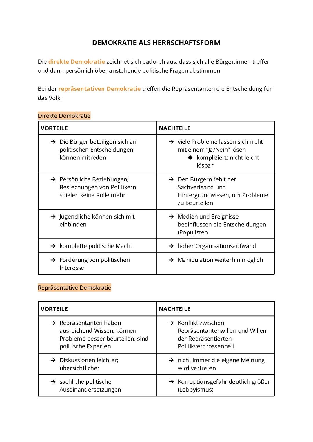 Demokratie als Herrschaftsform