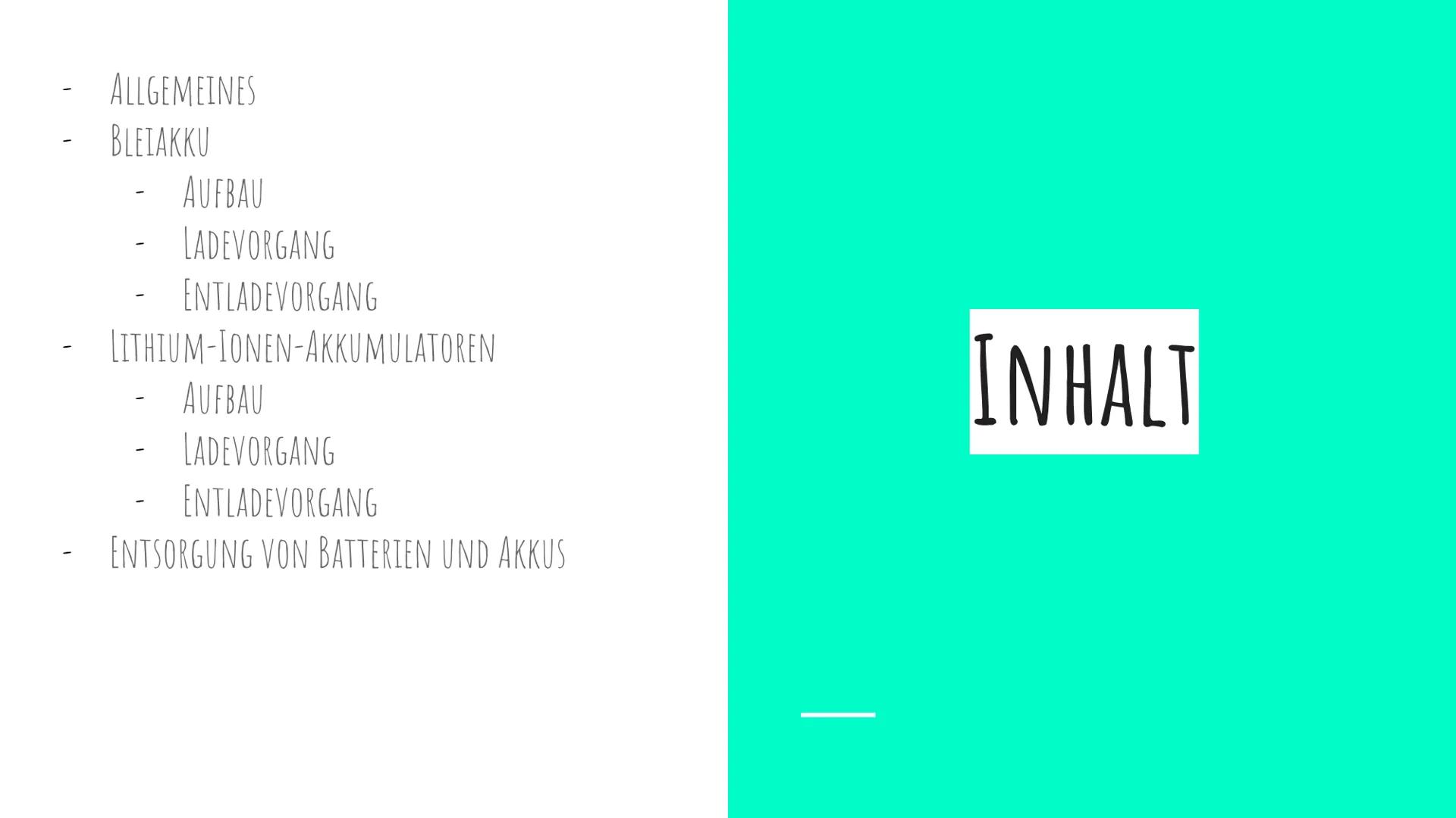 # AKKUMULATOREN
VON JOHANNA UND EMELY - ALLGEMEINES
- BLEIAKKU
- AUFBAU
- LADEVORGANG
- ENTLADEVORGANG
- LITHIUM-IONEN-AKKUMULATOREN