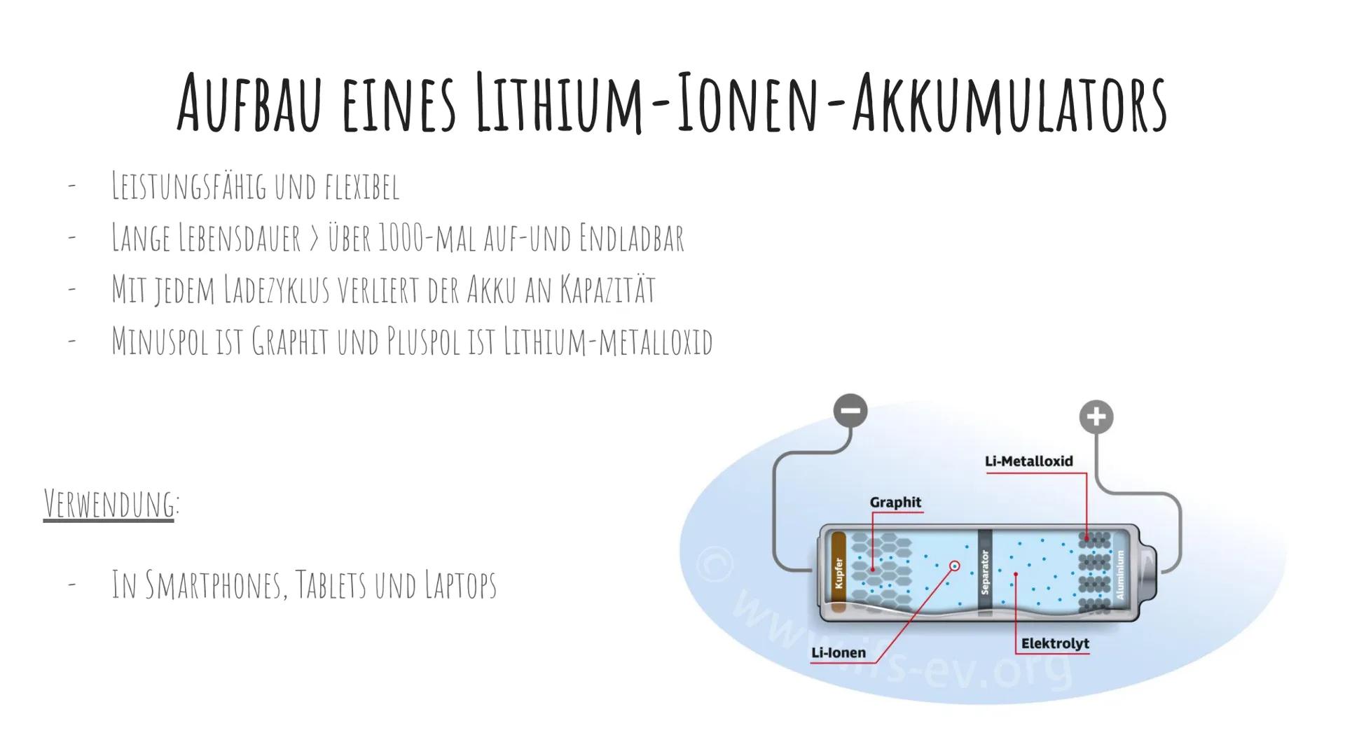 # AKKUMULATOREN
VON JOHANNA UND EMELY - ALLGEMEINES
- BLEIAKKU
- AUFBAU
- LADEVORGANG
- ENTLADEVORGANG
- LITHIUM-IONEN-AKKUMULATOREN