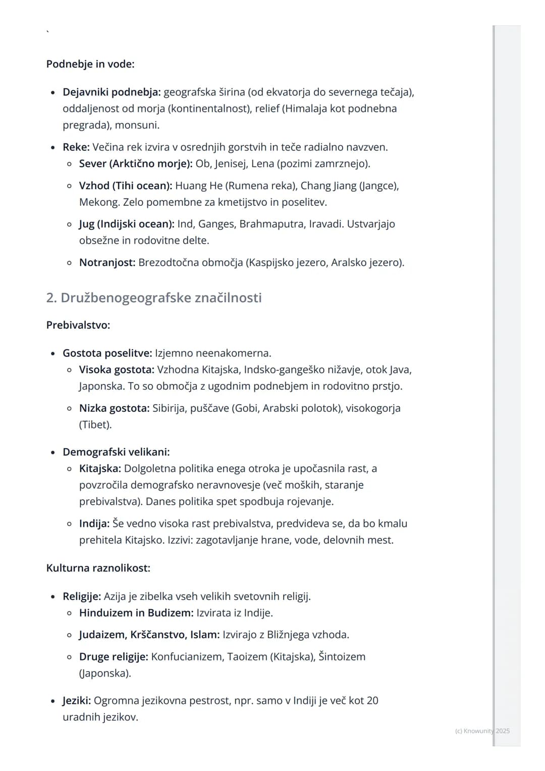 # Azija
Splošni pregled Azije
Azija je po površini in prebivalstvu največja in najbolj naseljena celina.
Obsega približno 30 % Zemljinega