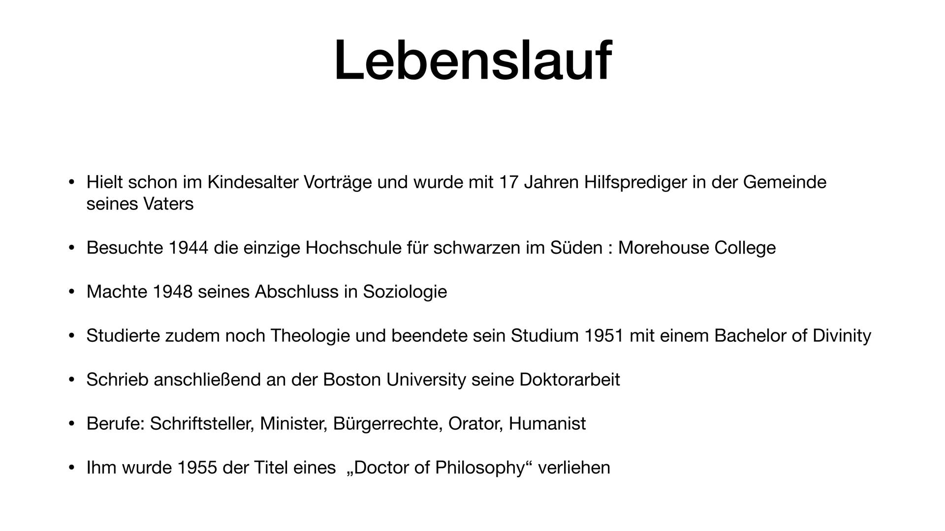 Martin Luther King ●
Biografie
Geboren: 15. Januar 1929; Atlanta, Georgia, Vereinigte
Staaten
Ermordet: 4.April 1968 ; Memphis, Tennessee, V