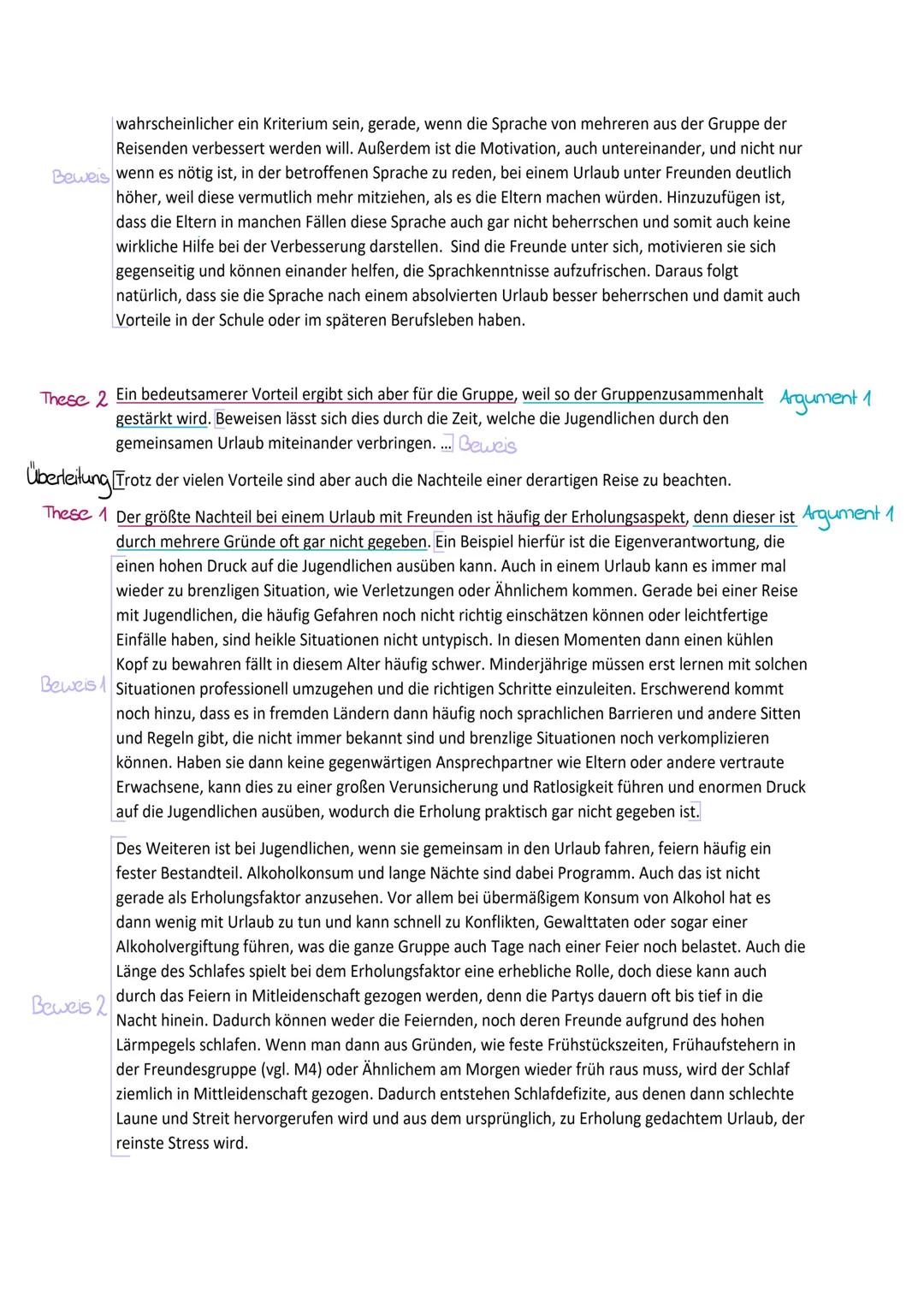 Beispiel Materialgestützte Erörterung
Aufgabenstellung:
Diskutieren Sie die Vor- und Nachteile eines Urlaubs mit Freunden ohne Eltern!
Mater