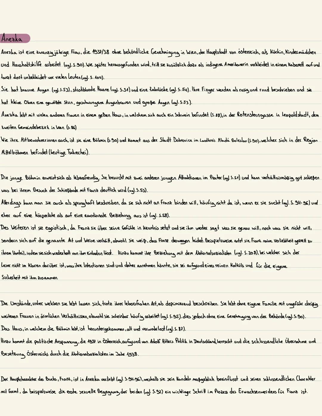 # Anezka
Anezka ist eine zwanzigjährige Frau, die 1937/38 ohne behördliche Genehmigung in Wien, der Hauptstadt von österreich, als Köchin,