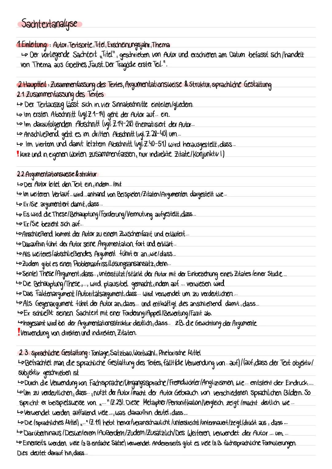 Sachtextanaylse Formulierungshilfen für eine gute Struktur