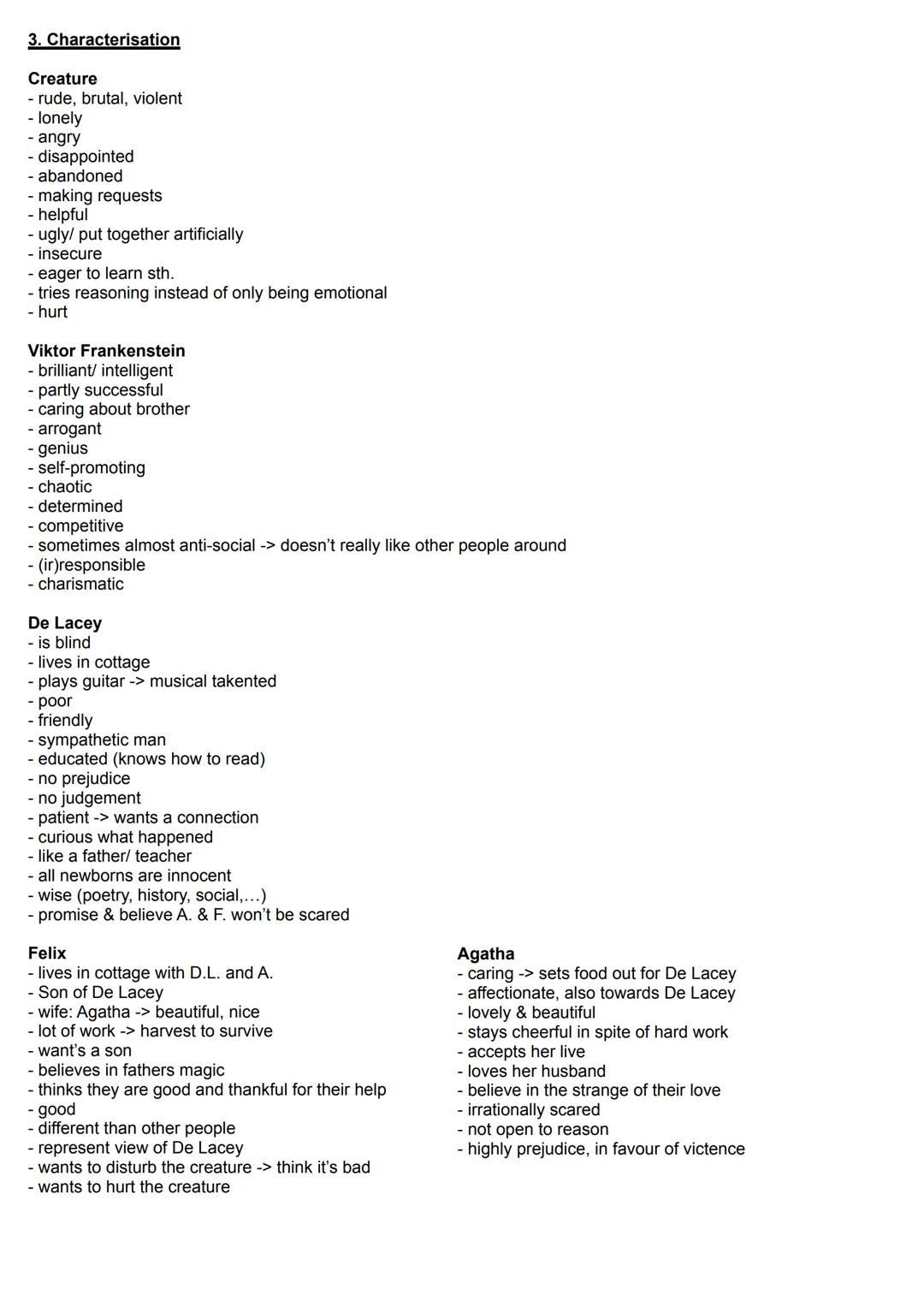 Frankenstein
1. Scene by Scene Overview:
Part 1: From Ingolstadt to De Lacey's Cottage
Scenes 1-2
The Creature awakens and frees himself. H