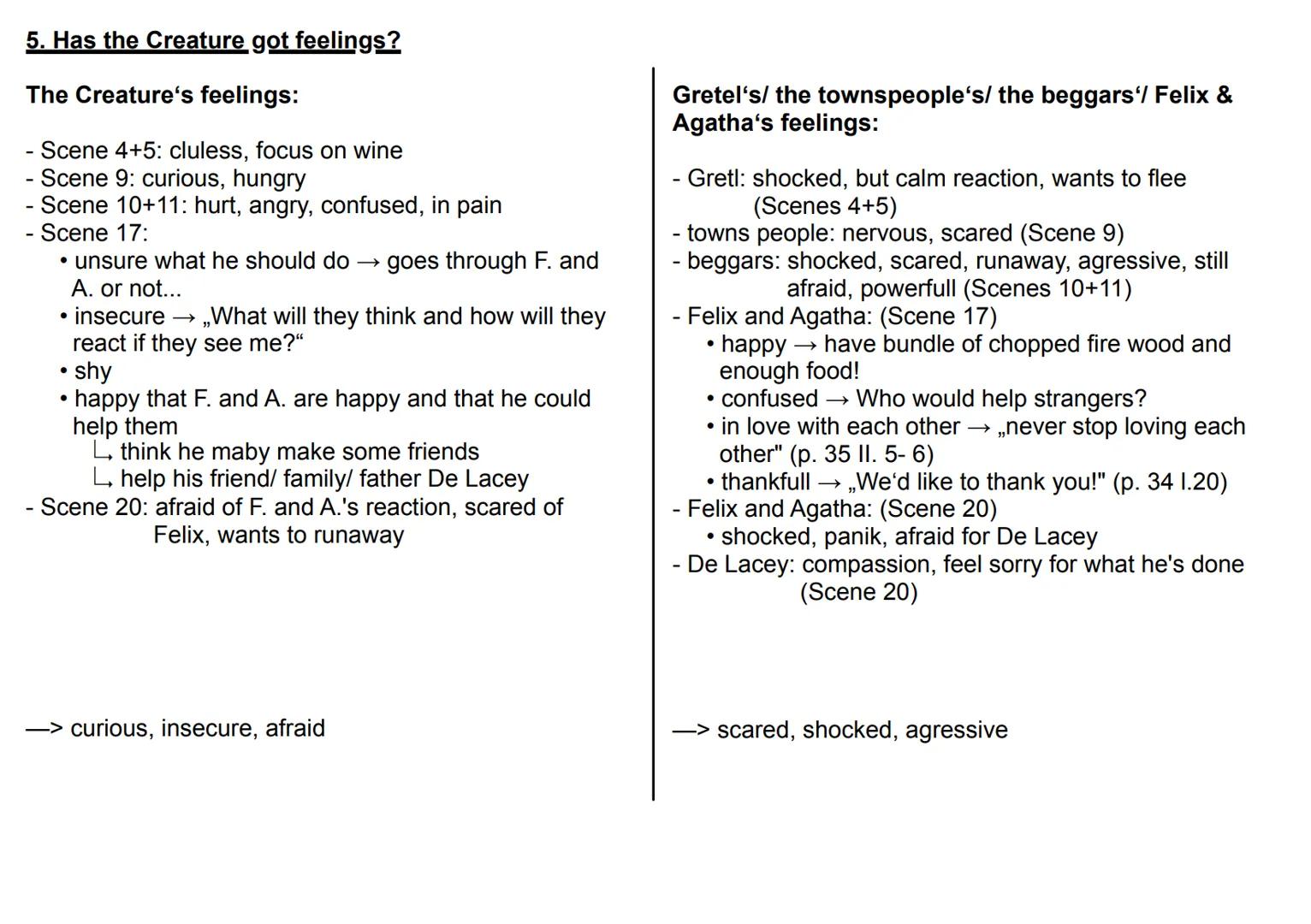 Frankenstein
1. Scene by Scene Overview:
Part 1: From Ingolstadt to De Lacey's Cottage
Scenes 1-2
The Creature awakens and frees himself. H