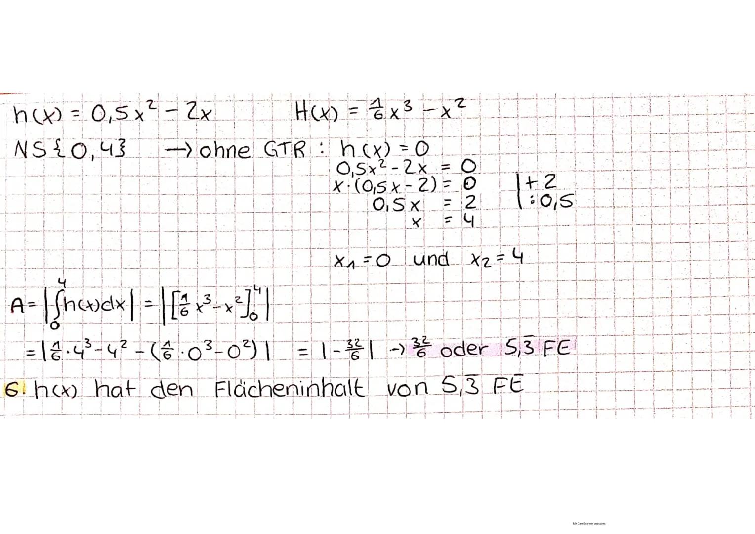 Lemzettel: Integralrechnung
Hauptsatz der Differential - und Integralrechnung
$\int f(x)dx = F(b)-F(a)$
F= Stamm funktion
es gilt F'=f $\r