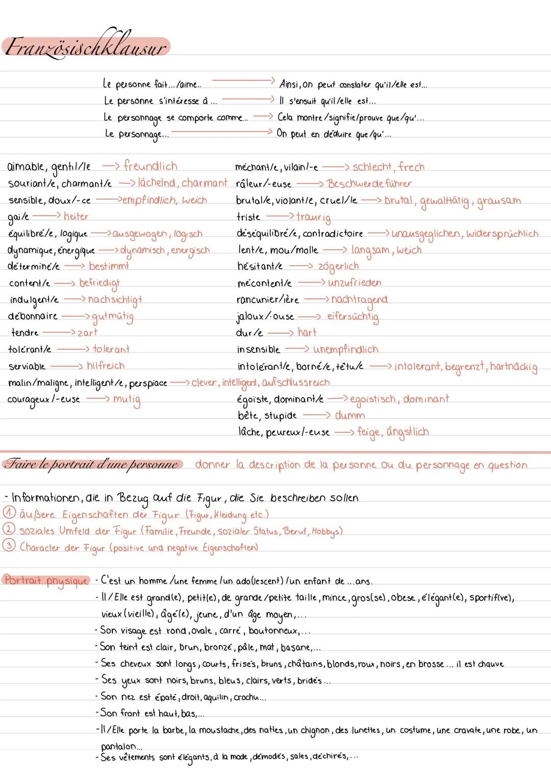 Französischklausur
aimable, gentil/le-> freundlich
souriant/e, charmant/elächelnd, charmant
sensible, doux/-ce ->empfindlich, weich
->heiter