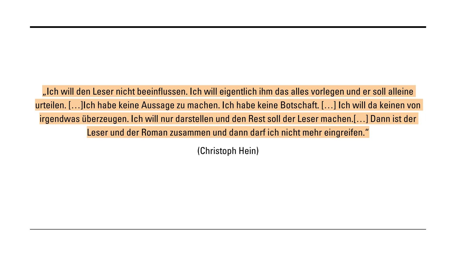 CHRISTOPH HEIN
Isabella D'Errico 11Leh
Leistungskurs Deutsch GLIEDERUNG:
1. Biografie
2. Sein Stil
3. Landnahme
4. Werke
5. Auszeichnungen
6