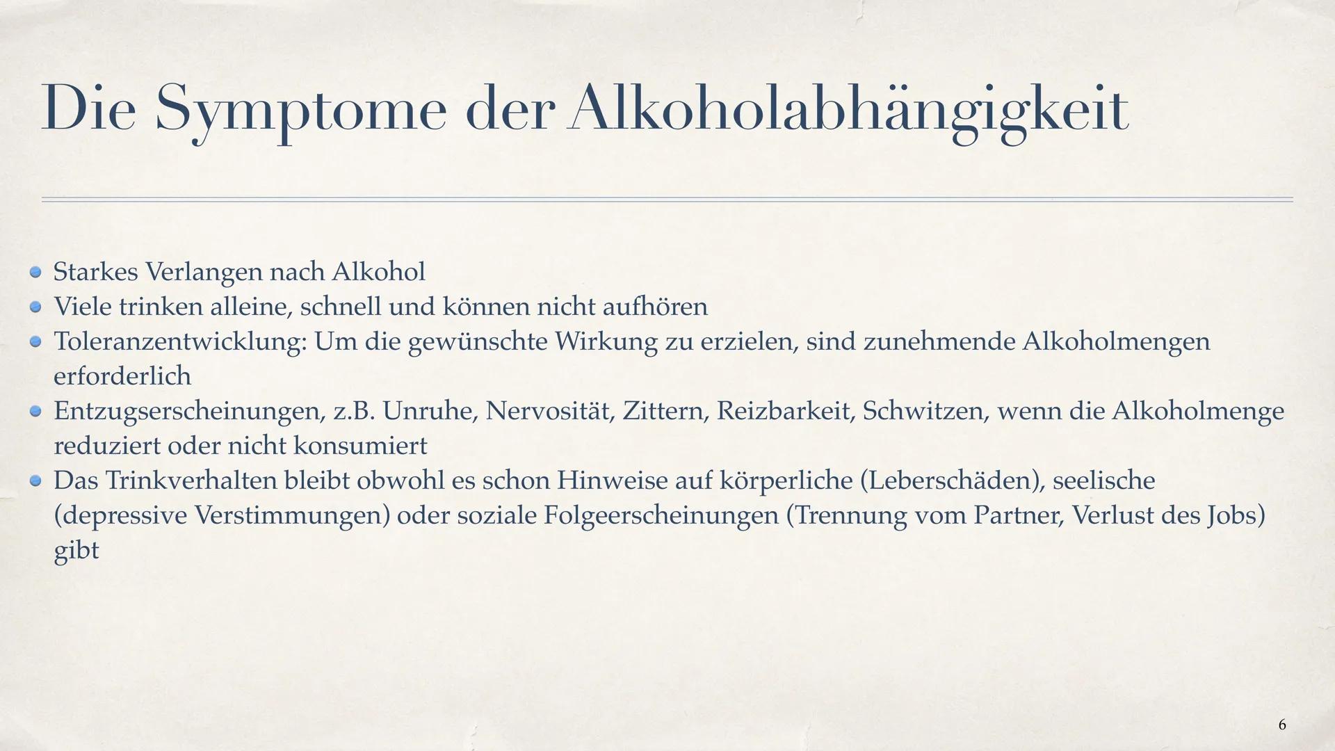 Alkohlabhängigkeit
Die akzeptierte Droge
Cherry Michelle
1 Inhaltsverzeichnis
Was ist Alkohol? - Folie 3
• Was ist Alkoholabhängigkeit ?- Fo