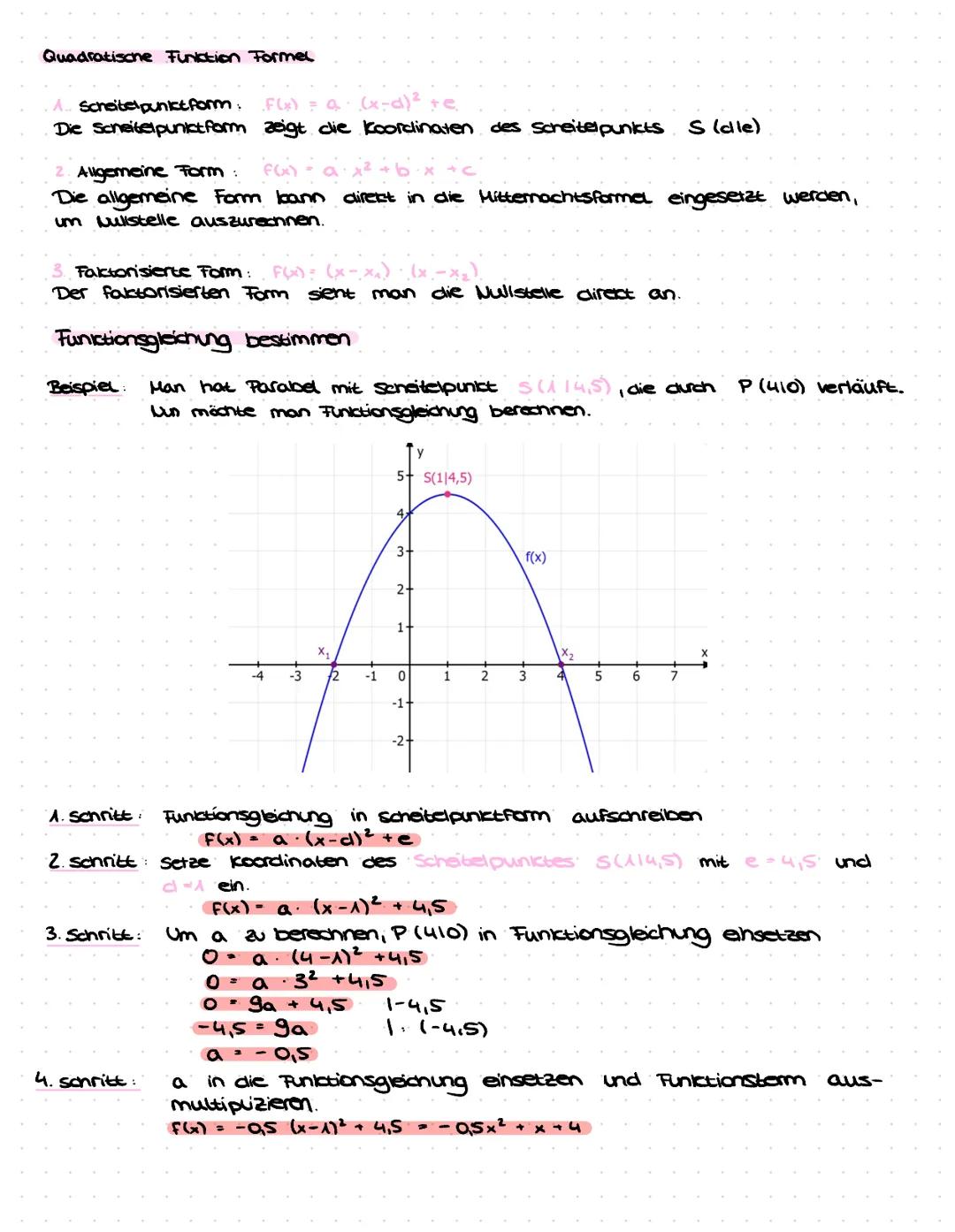 QUADRATISCHE FUNKTIONEN
Quadratische Funktionen erkennt man.
Graph einer quadratischen Funktion: Parabel
-6 -5 -4 -3 -2
-1
1-
-6 -5 -4
0
Nor