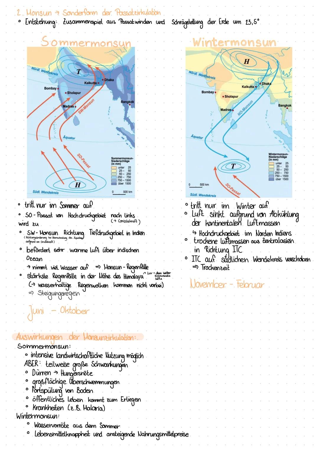 # Indien
I. Topographie
Lösungen:
B
0
500 1000 km
C
II. Passatzirkulation & Monsun
1. Passatzirkulation
* stetig vom nördlichen / südl