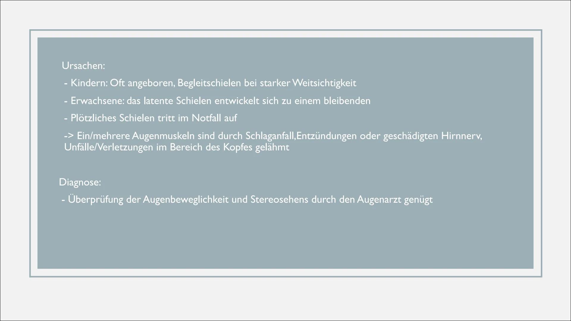 KRANKHEITEN UND
FEHLER DES AUGES
Von Lilith INHALTSVERZEICHNIS
1. Exkurs: Aufbau der Linse
2. Grau Star
3. Schielen
4. Grün Star
5. Weitsi