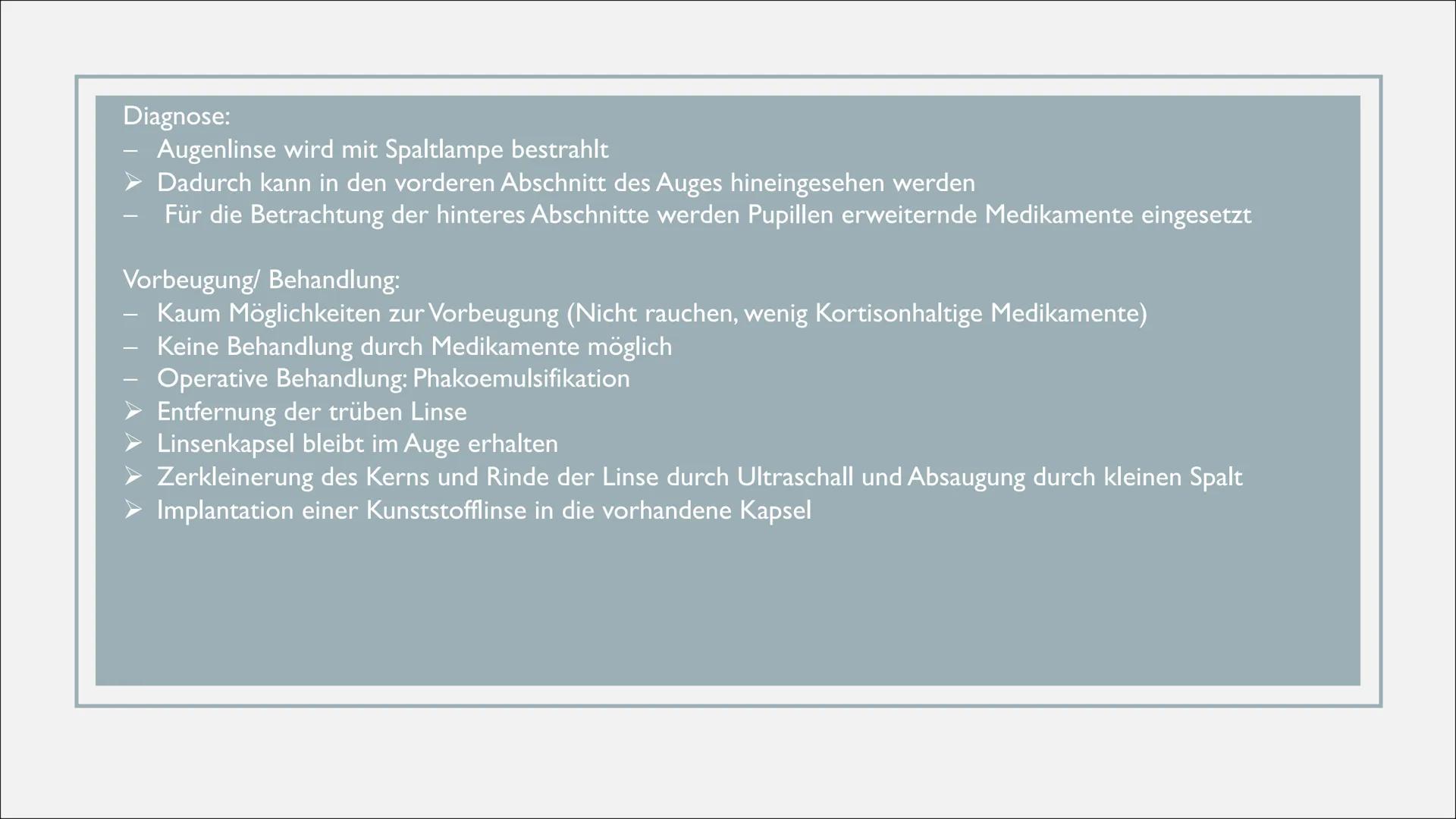 KRANKHEITEN UND
FEHLER DES AUGES
Von Lilith INHALTSVERZEICHNIS
1. Exkurs: Aufbau der Linse
2. Grau Star
3. Schielen
4. Grün Star
5. Weitsi