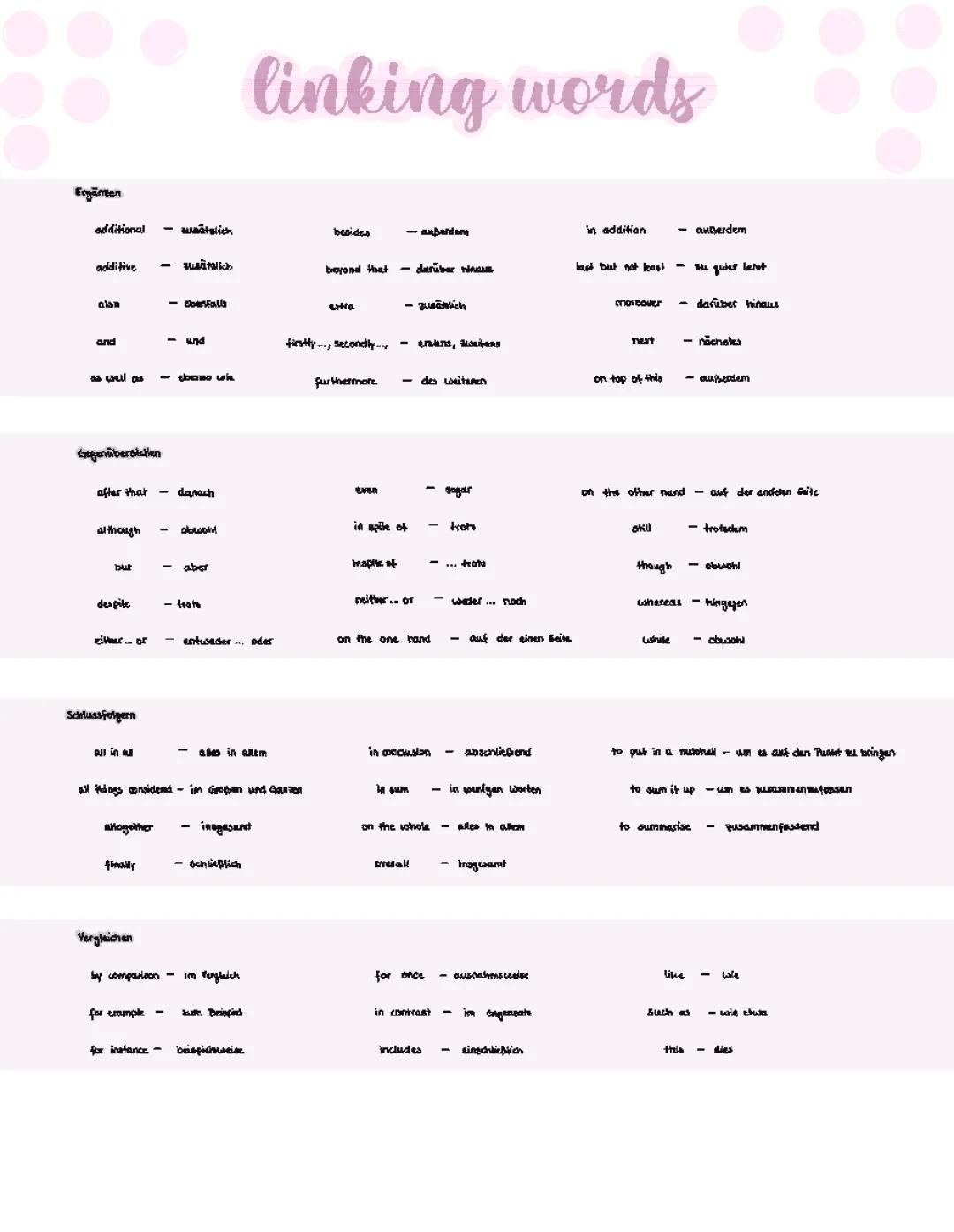 Linking words & stylistic devices (definition, beispiel, wirkung)
