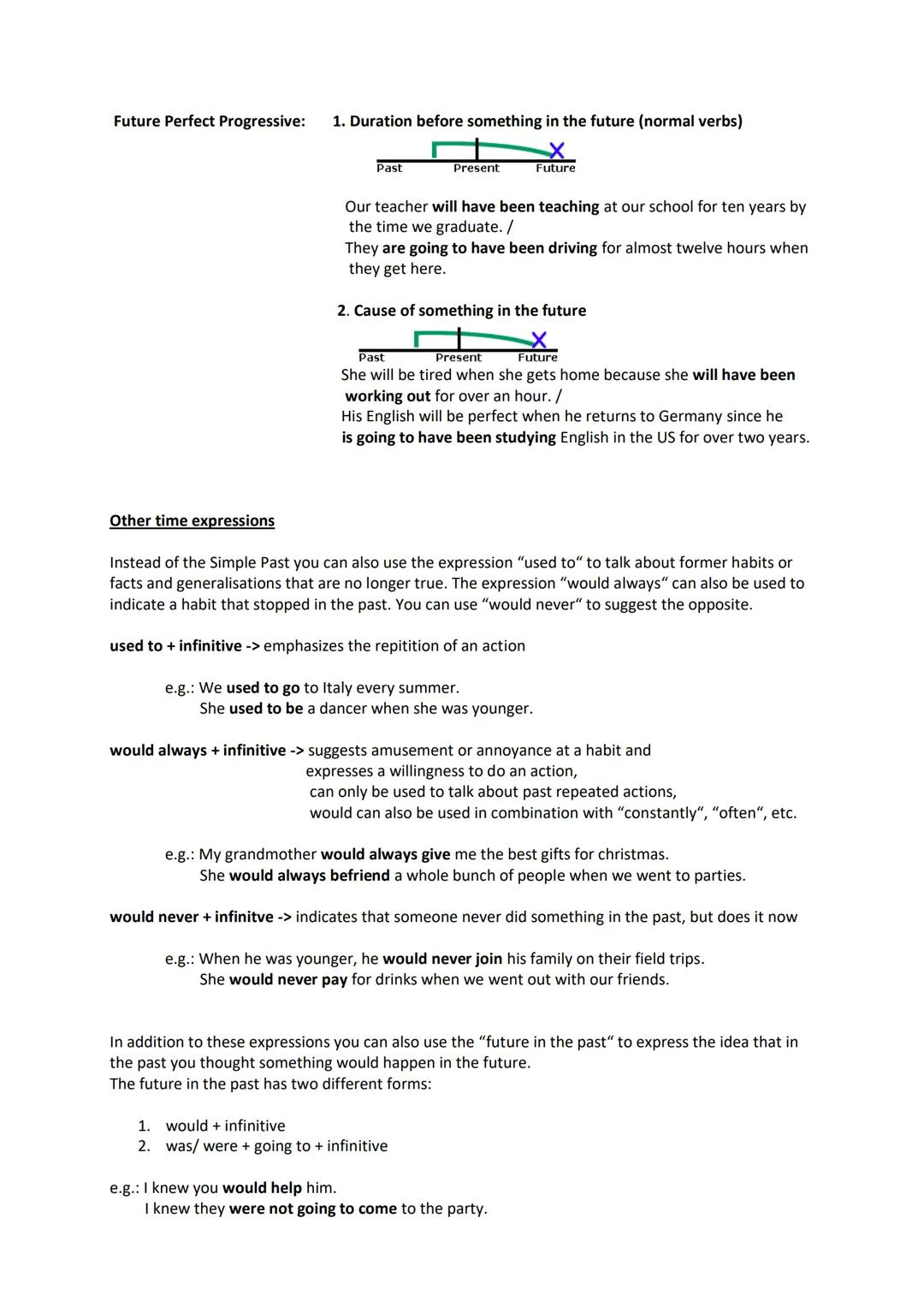 Verb Tenses
Altogether there are twelve tenses in the English language. There are four present tenses, four past
tenses, and four future te