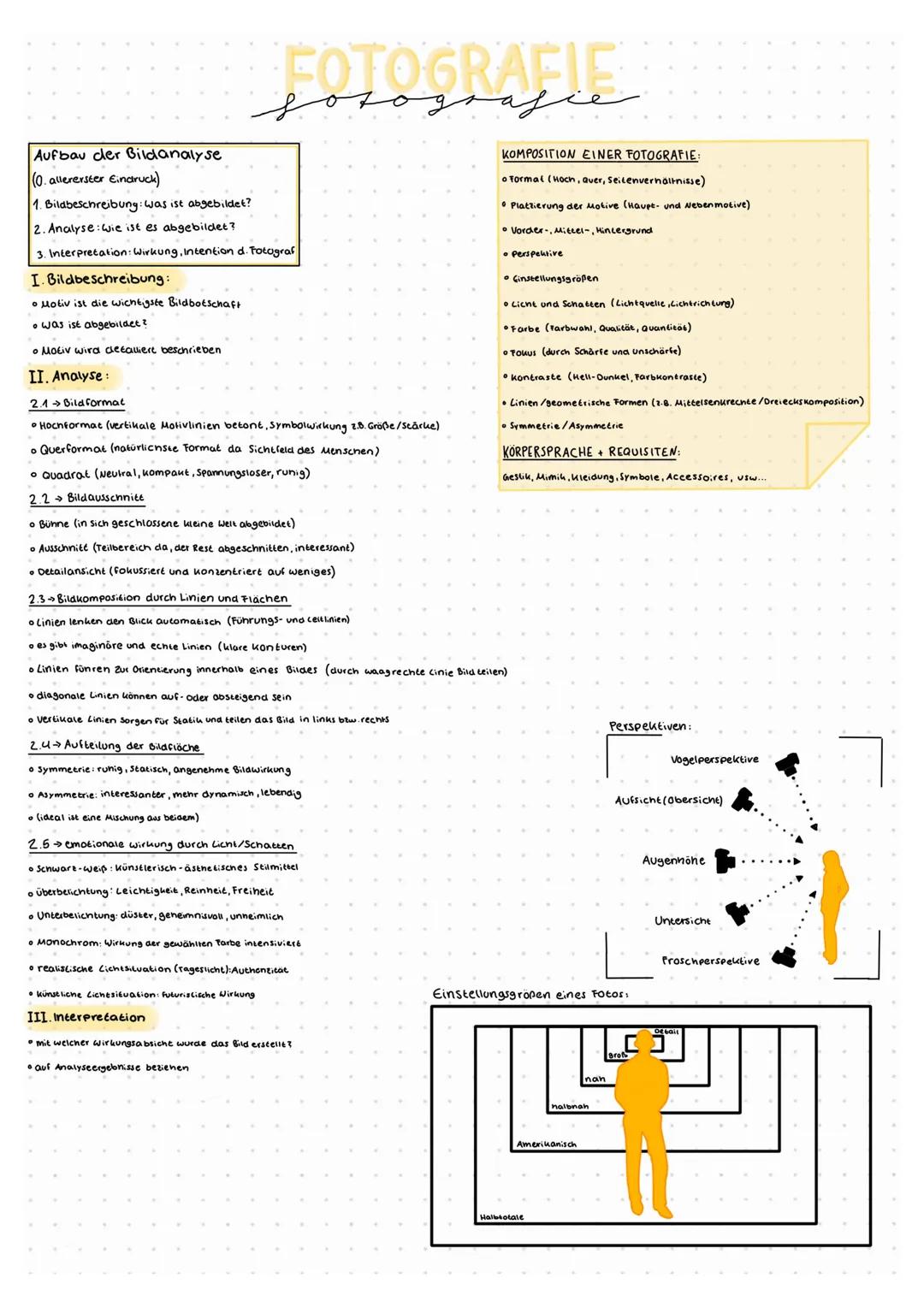# FOTOGRAFIE
fotografie
Aufbau der Bildanalyse
(0. allererster Eindruck)
1. Bildbeschreibung: was ist abgebildet?
2. Analyse wie ist es