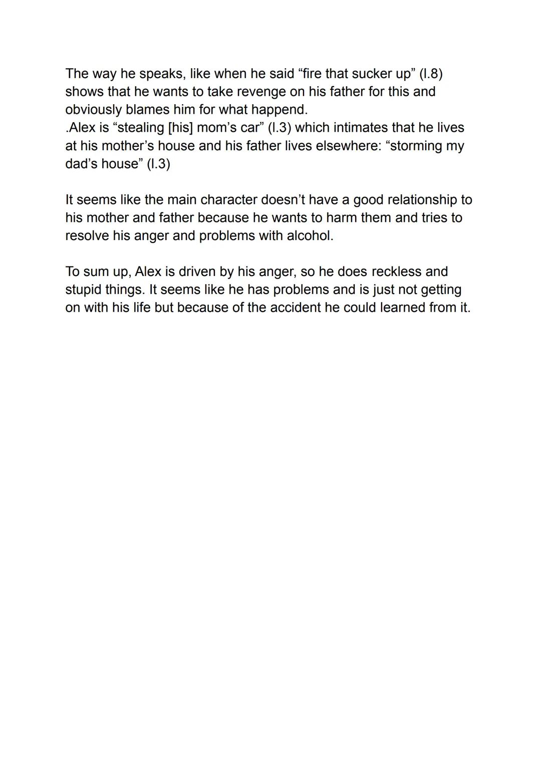 Characterization of Alex
Arwen Pingel, 14.04.2021
In the fictional novel "Notes from the Midnight Driver", written by
Jordan Sonnenblick, pu
