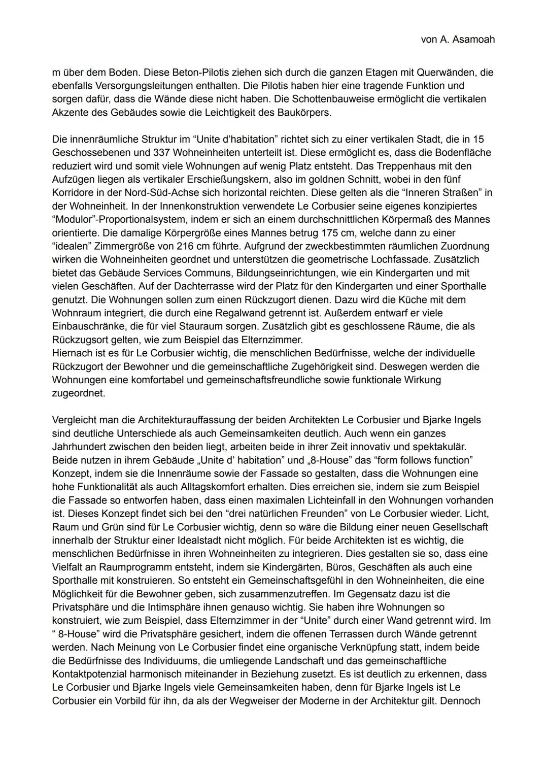 Werkanalyse "Unite' de'habitation" - Le
Corbusier
von A. Asamoah
Das profane Großkomplex Unite de'habitation"
entworfen von Le Corbusier und