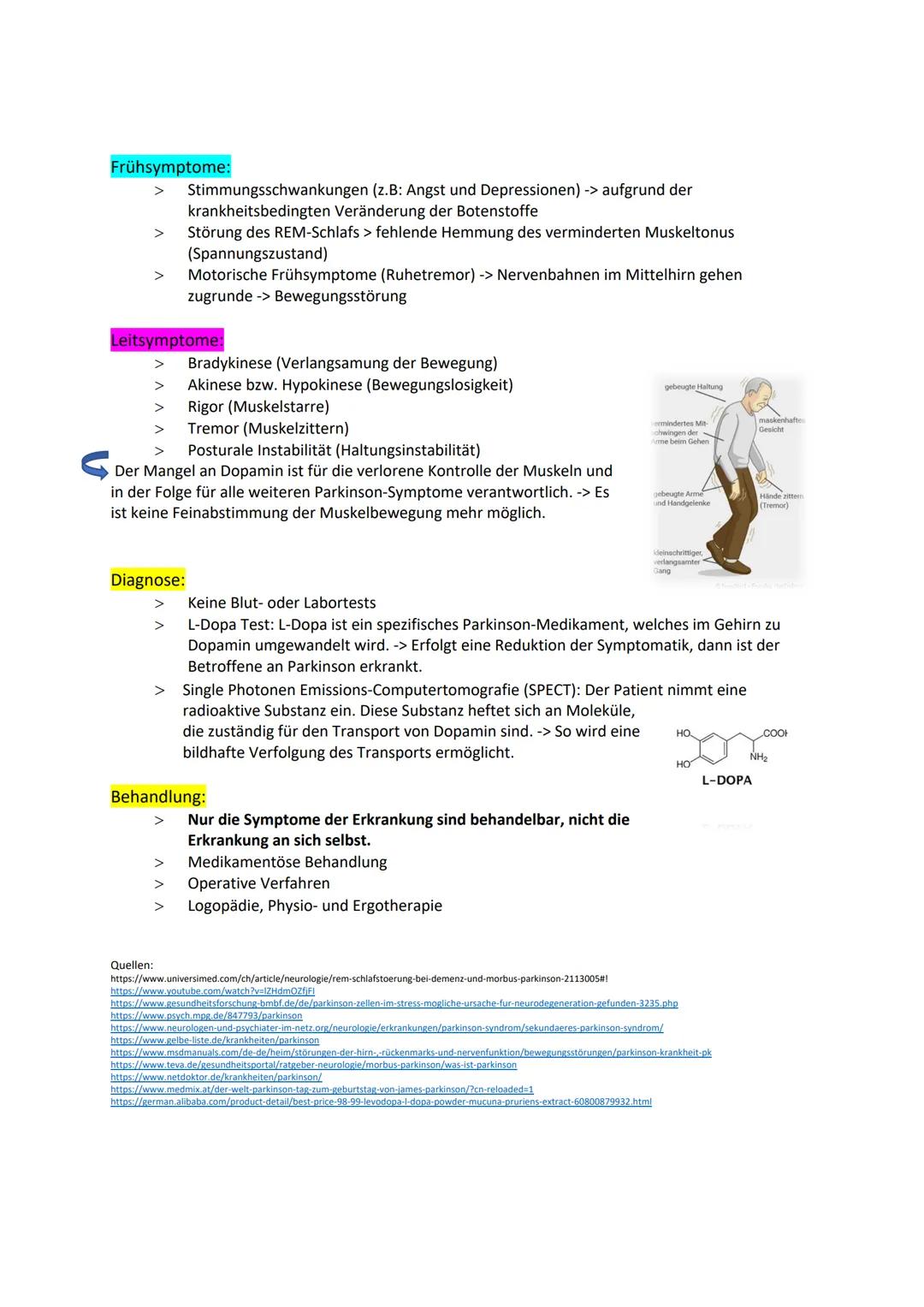 # Handout - Neuronale Erkrankung Parkinson
Allgemein:
> Parkinson ist eine altersassoziierte Krankheit, d.h. die Krankheit tritt umso häufi