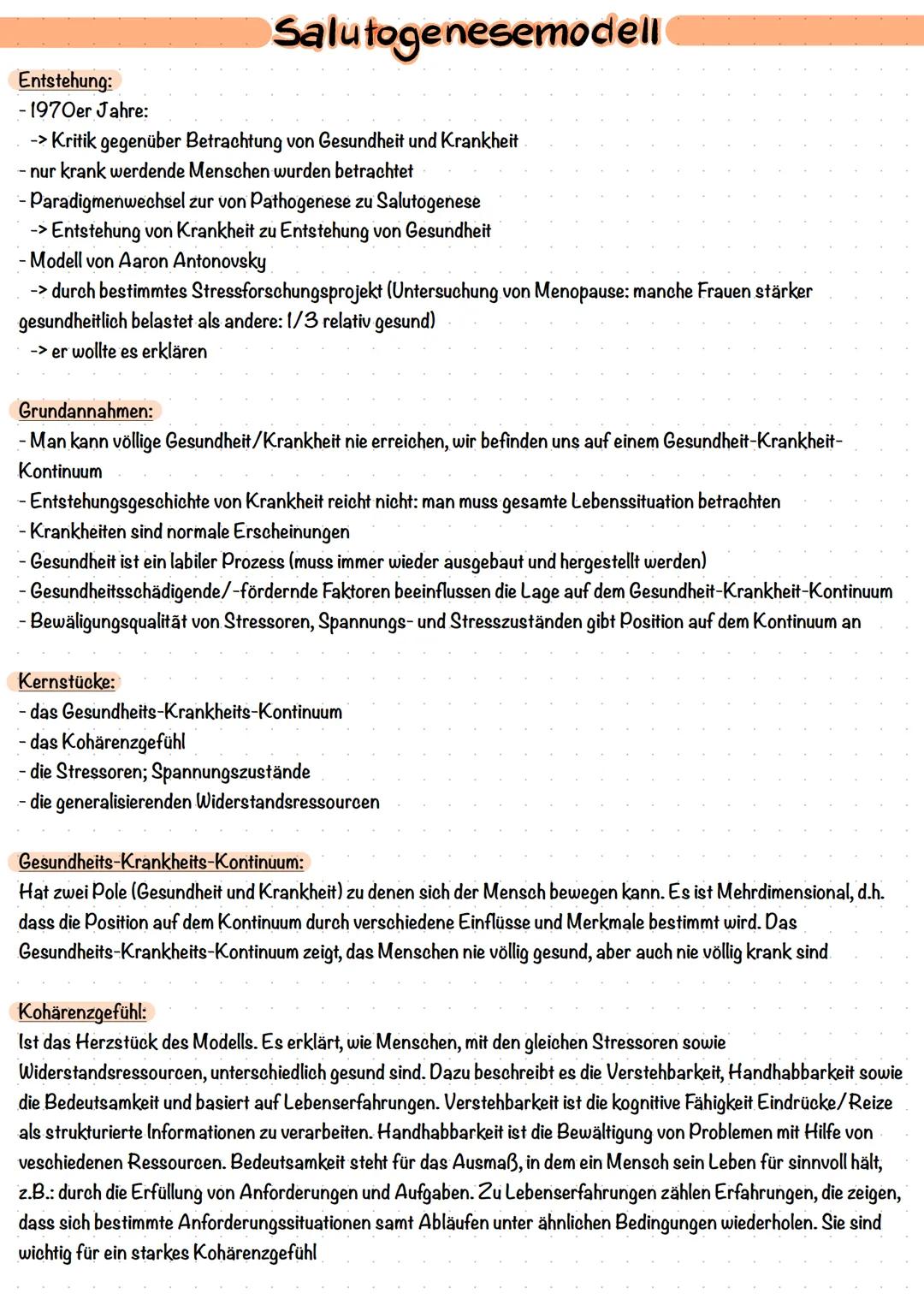 # Salutogenesemodell
Entstehung:
-1970er Jahre:
-> Kritik gegenüber Betrachtung von Gesundheit und Krankheit
- nur krank werdende Menschen