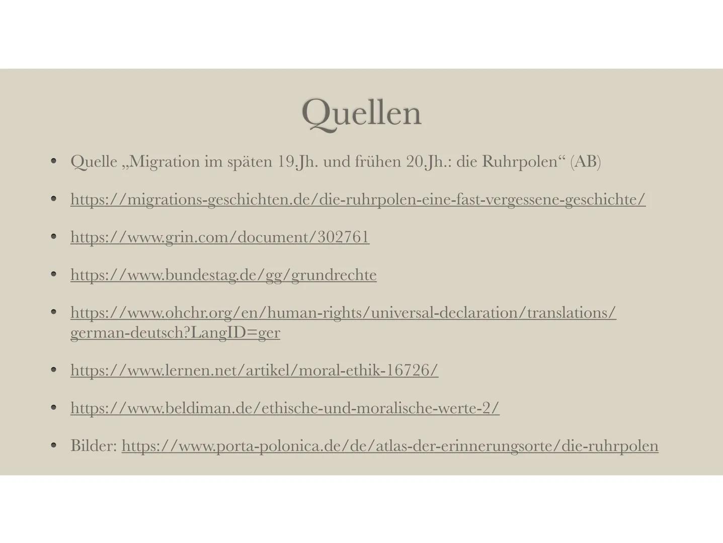 Die Ruhrpolen Inhaltsverzeichnis
1. Die Ursachen der Migration von Ruhrpolen
2. Das Leben von Ruhrpolen in Deutschland
3. Die Folgen der Mig