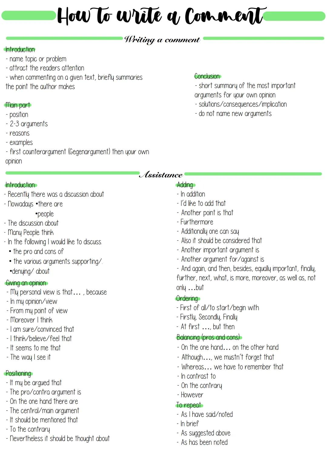# How to write a Comment
Writing a comment
Introduction
- name topic or problem
- attract the readers attention
- when commenting on a giv