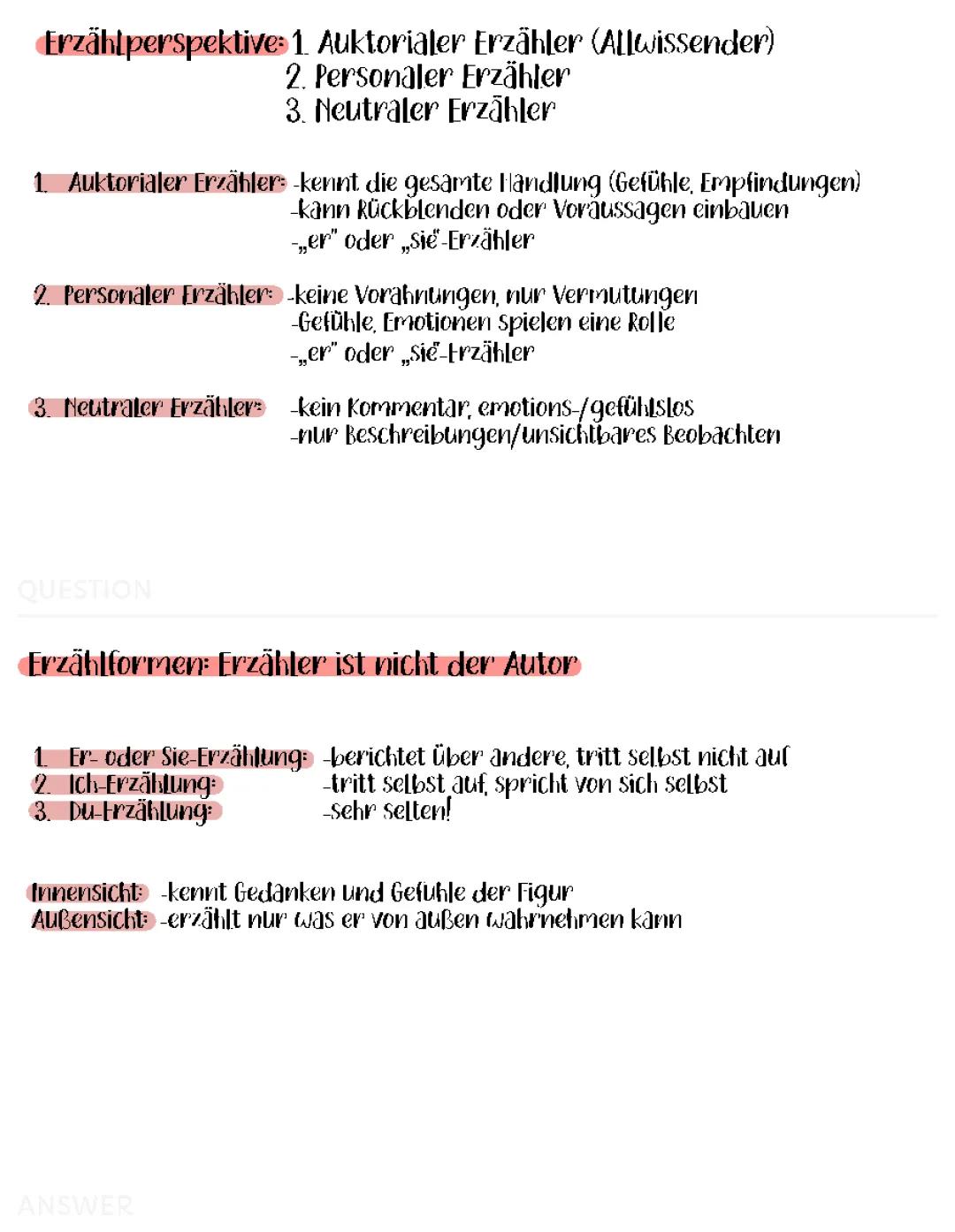 Erzähltechniken in Deutsch (Auktorialer, Personaler, Neutraler-Erzähler)