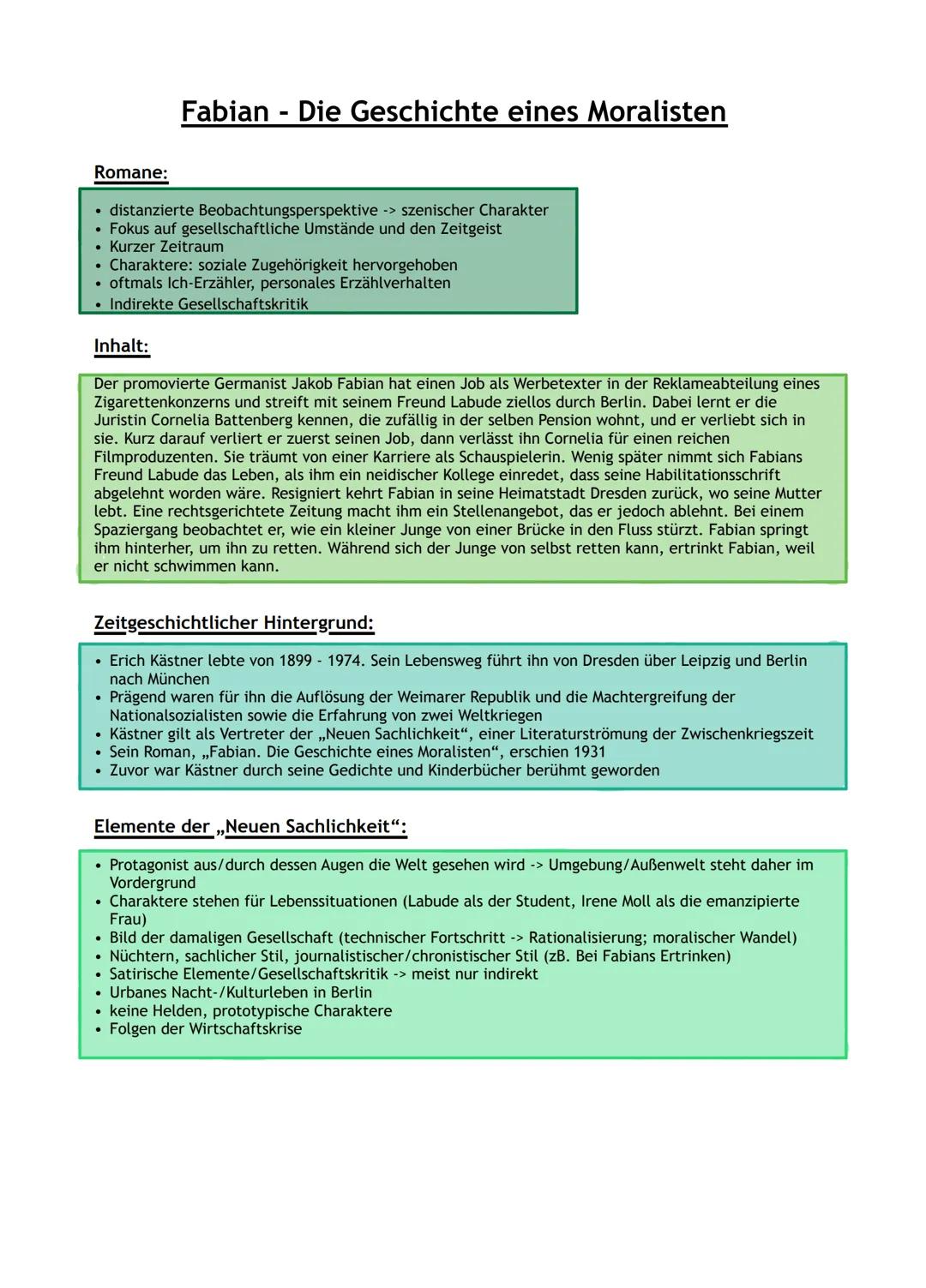 Romane:
• distanzierte Beobachtungsperspektive ->szenischer Charakter
• Fokus auf gesellschaftliche Umstände und den Zeitgeist
• Kurzer Zeit