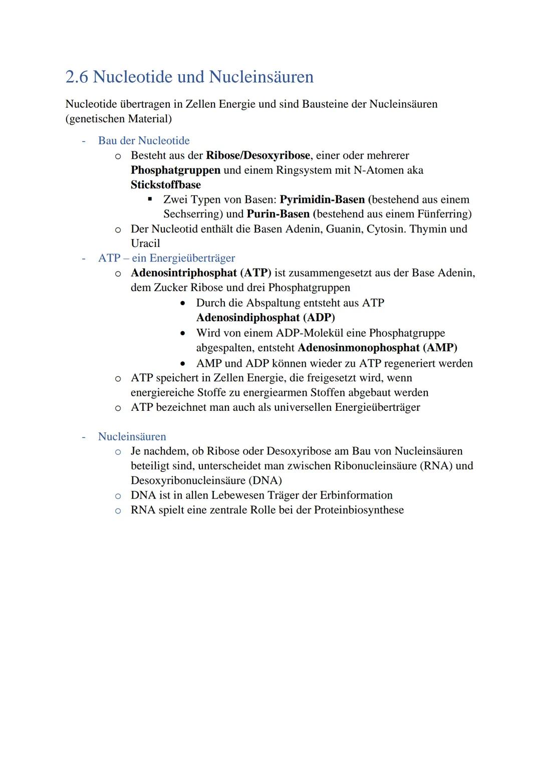 2 Inhaltsstoffe von Zellen
2.1 Biomoleküle
Definition: Organische Verbindungen, die in Lebewesen vorkommen. Enthalten vor
allem Kohlenstoff,