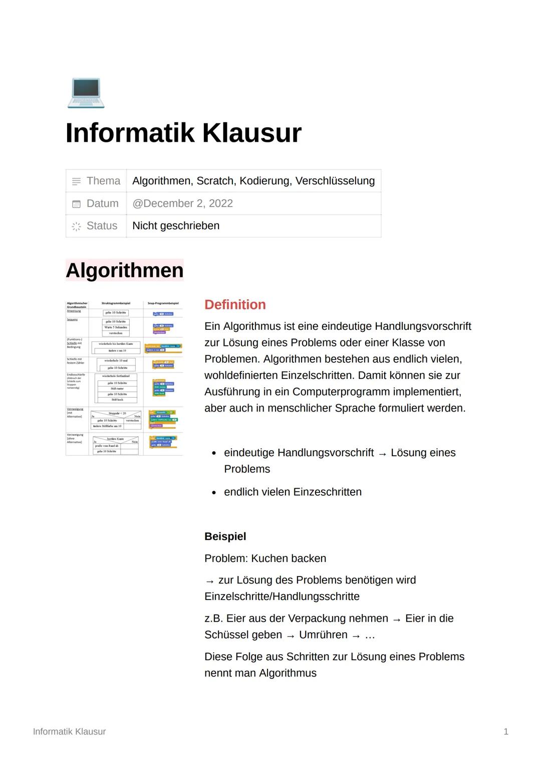Algorithmen, Scratch, Kodierung, Verschlüsselung