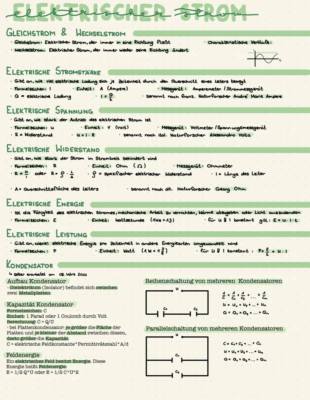 ElektriscHER STROMy
GLEICHSTROM & WECHSELSTROM
. Gleichstrom: Elektrischer Strom, der immer in eine Richtung fließt.
• Wechselstrom Elektris