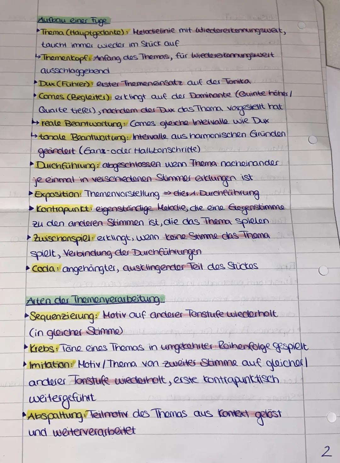 Aufbau einer Fuge
*Thema (Hauptgedanke): Melodielinie mit Wiedererkennungswert,
taucht immer wieder im Stück auf
↳ Themenkopf: Anfang des Th