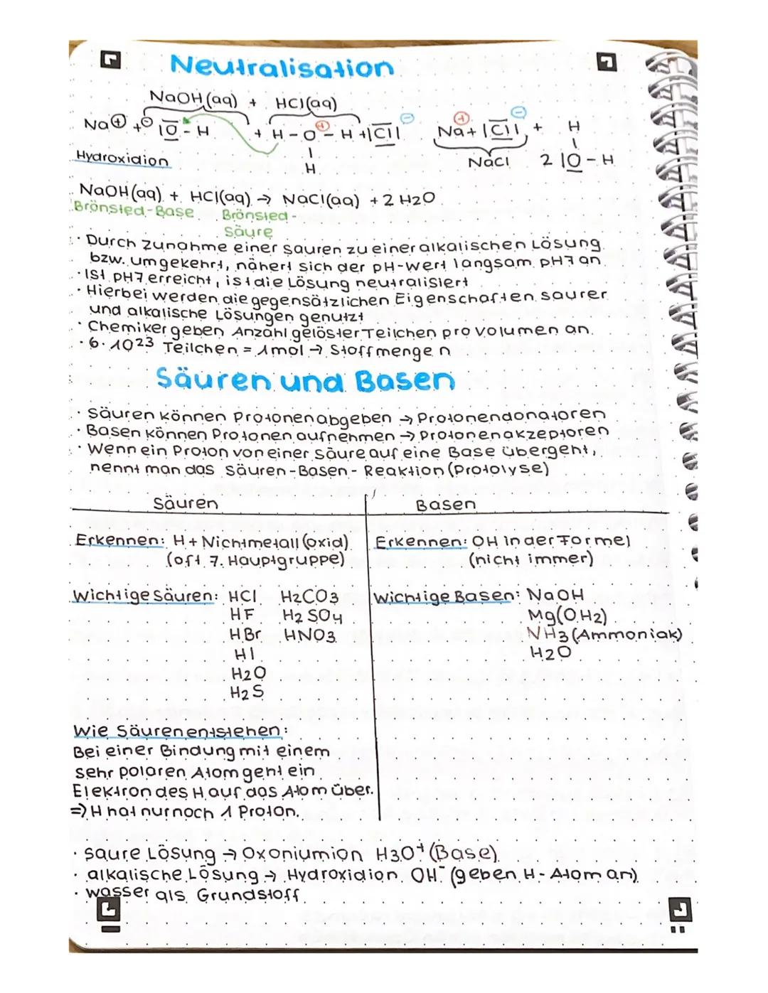 # Neutralisation
NaOH(aq) + HCl(aq)
Na+0
Hydroxidion
H
H
Θ
Na+ ICII +
H
1
Naci
210-H
NaOH(aq) + HCl(aq) → NaCl(aq) + 2 H2O
Brönsted-Base Brö