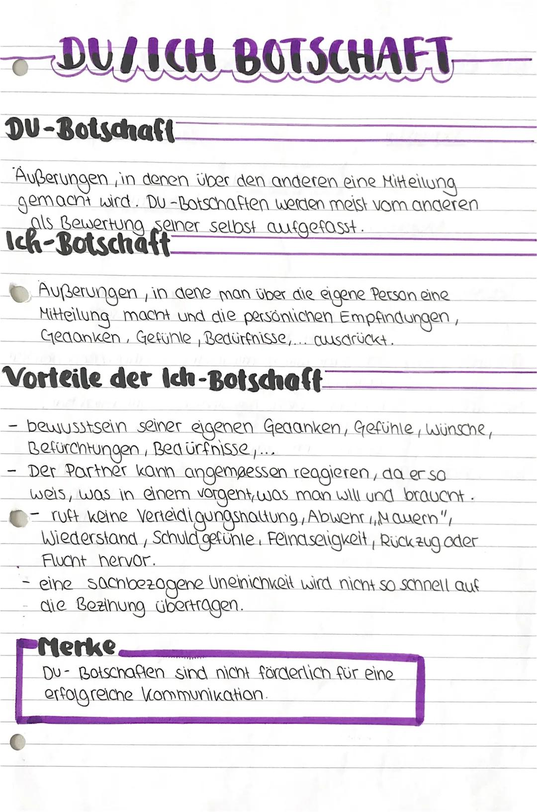 DUZICH BOTSCHAFT
DU-Botschaft
Außerungen, in denen über den anderen eine Mitteilung
gemacht wird. Du-Botschaften werden meist vom anderen
al