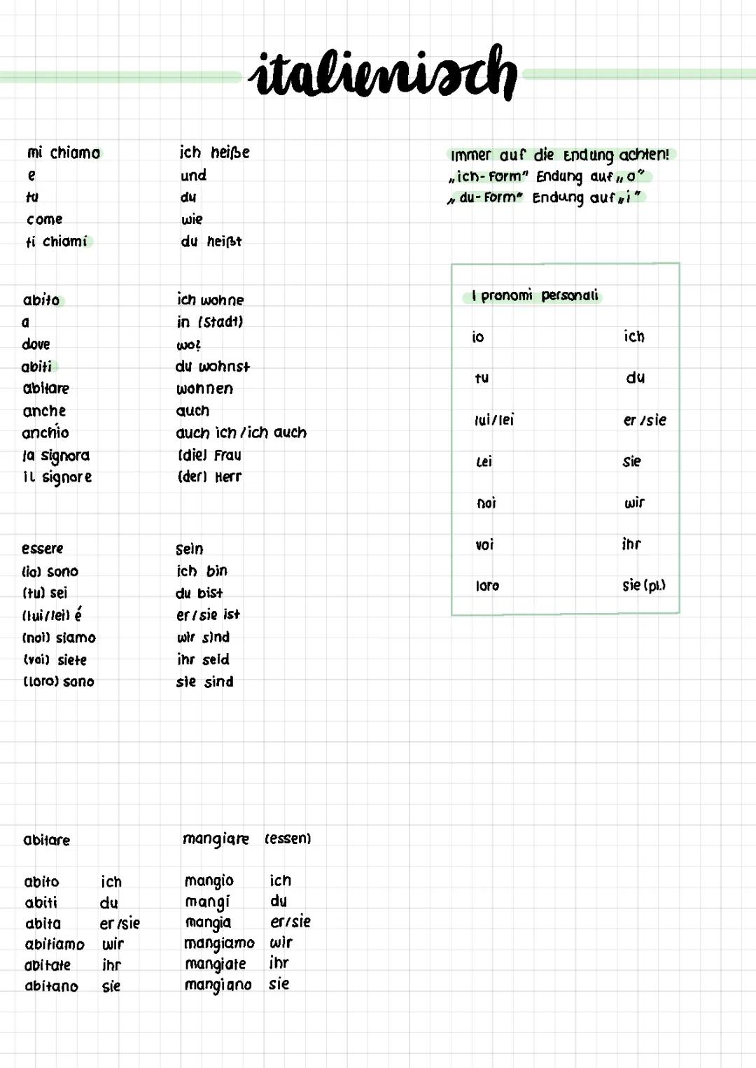 Italienisch Grundlagen