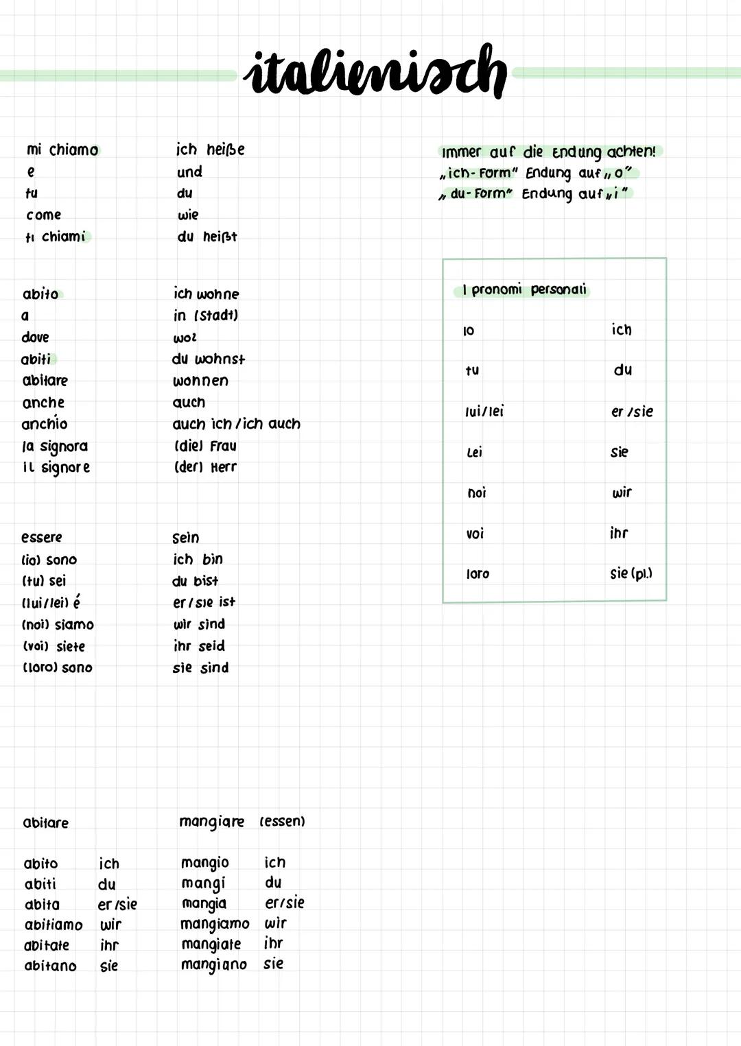 mi chiamo
e
tu
come
ti chiami
abito
a
dove
abiti
abitare
anche
anchio
la signora
il signore
essere
(ia) sono
(tu) sei
(lui/lei) é
(noi) siam