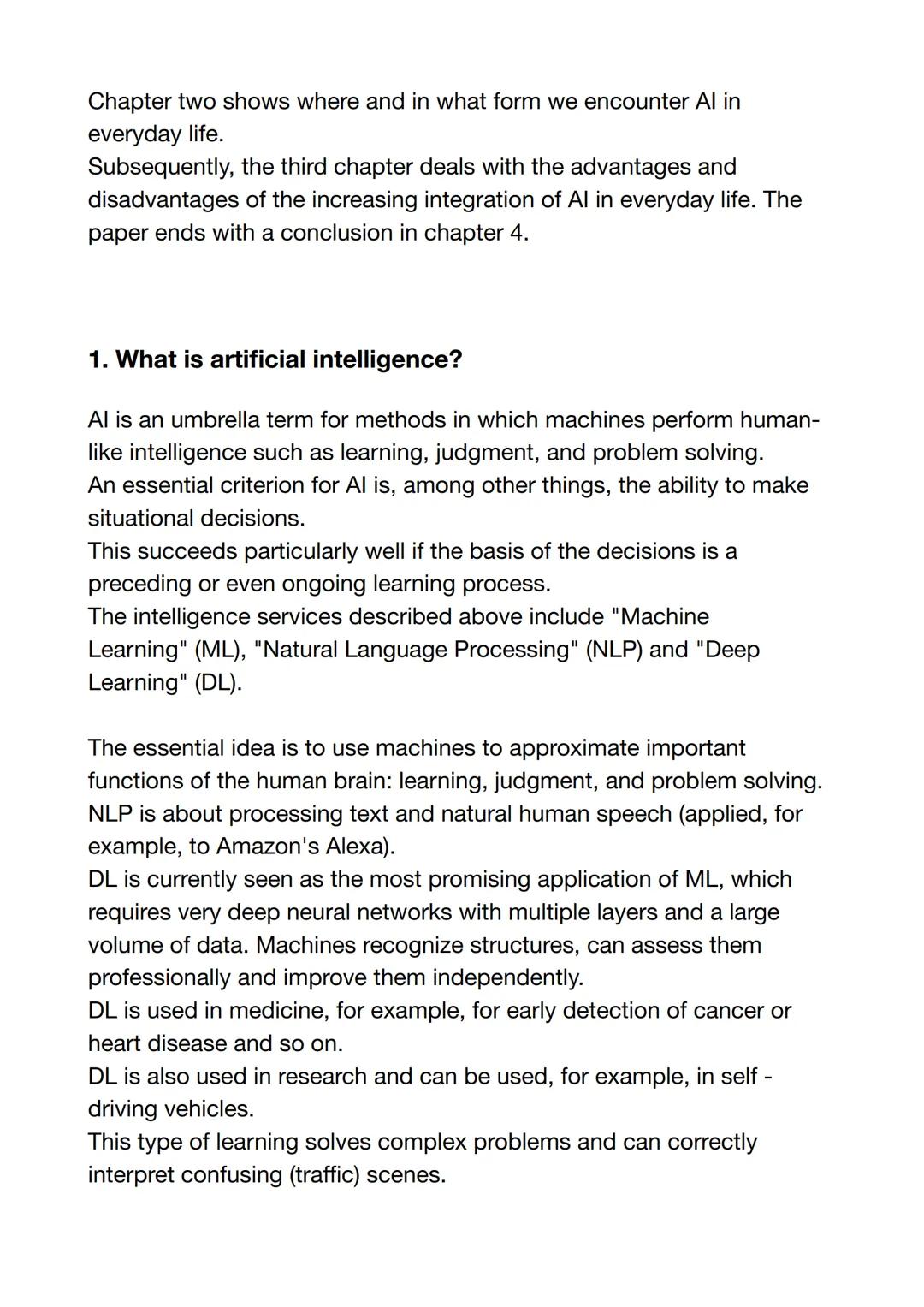 Contents:
Introduction
Page:
3
1. What is meant by artificial intelligence (AI)?
4
1.1 The weak Al
5
1.2 The strong Al
5
1.3 Comparison bet