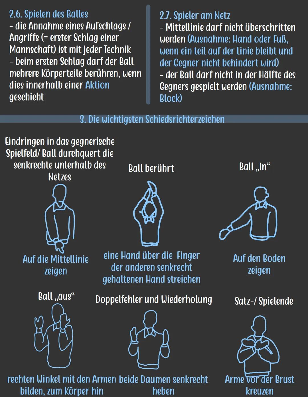 # 1. Spielidee
- Ball wird durch Aufschlag ins Spiel gebracht
- max. 3 Ballberührungen einer Mannschaft (Ausnahme: Block)
- Ziel: ball auf B