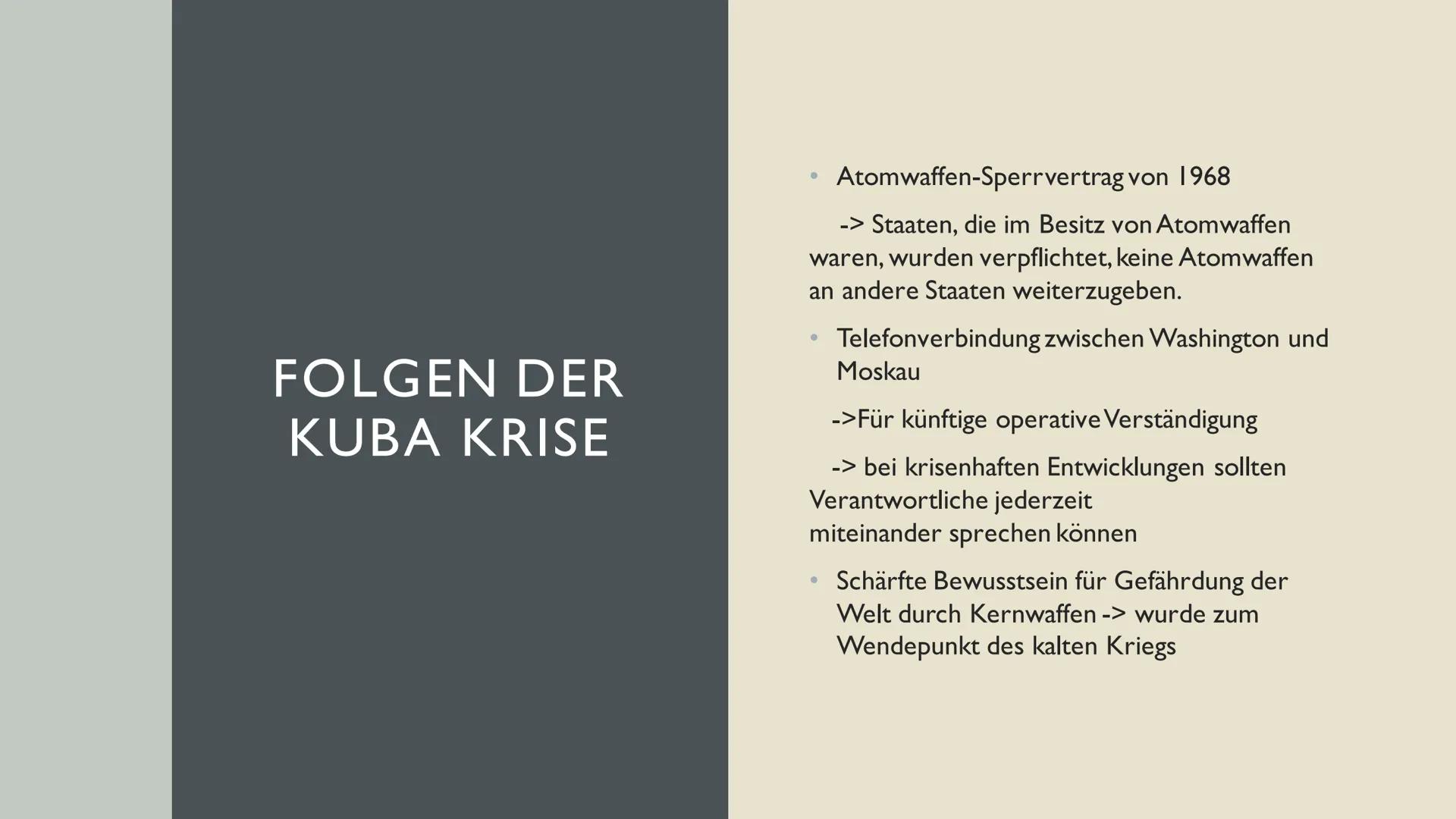 KUBA-KRISE • Entstehung der Kuba Krise
• Verlauf der Kuba Krise
• Lösung der Kuba Krise
• Folgen der Kuba Krise
INHALT ENTSTEHUNG
DER KUBA