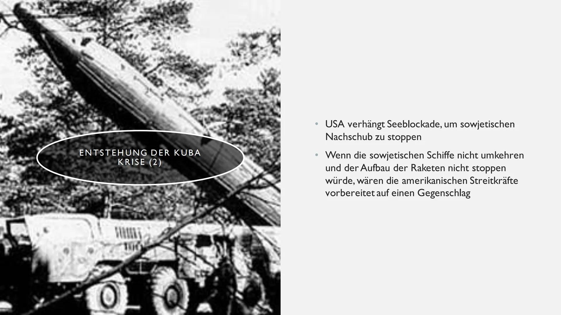 KUBA-KRISE • Entstehung der Kuba Krise
• Verlauf der Kuba Krise
• Lösung der Kuba Krise
• Folgen der Kuba Krise
INHALT ENTSTEHUNG
DER KUBA