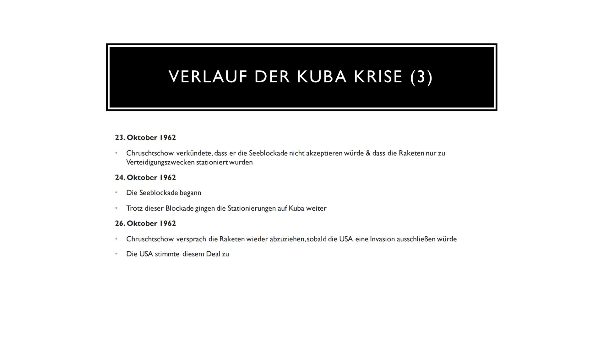 KUBA-KRISE • Entstehung der Kuba Krise
• Verlauf der Kuba Krise
• Lösung der Kuba Krise
• Folgen der Kuba Krise
INHALT ENTSTEHUNG
DER KUBA