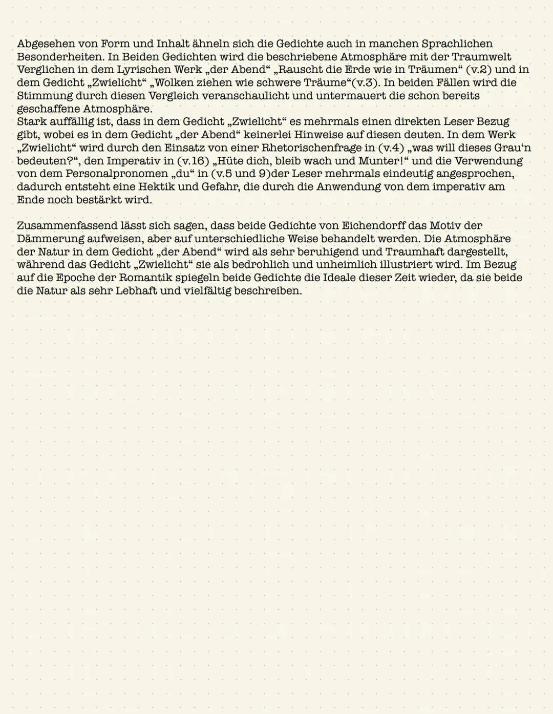 Gedichtsvergleich zu „der Abend" und
„Zwielicht" von Joseph von Eichendorff
Das Gedicht „Der Abend" wurde von Joseph von Eichendorff 1926 i