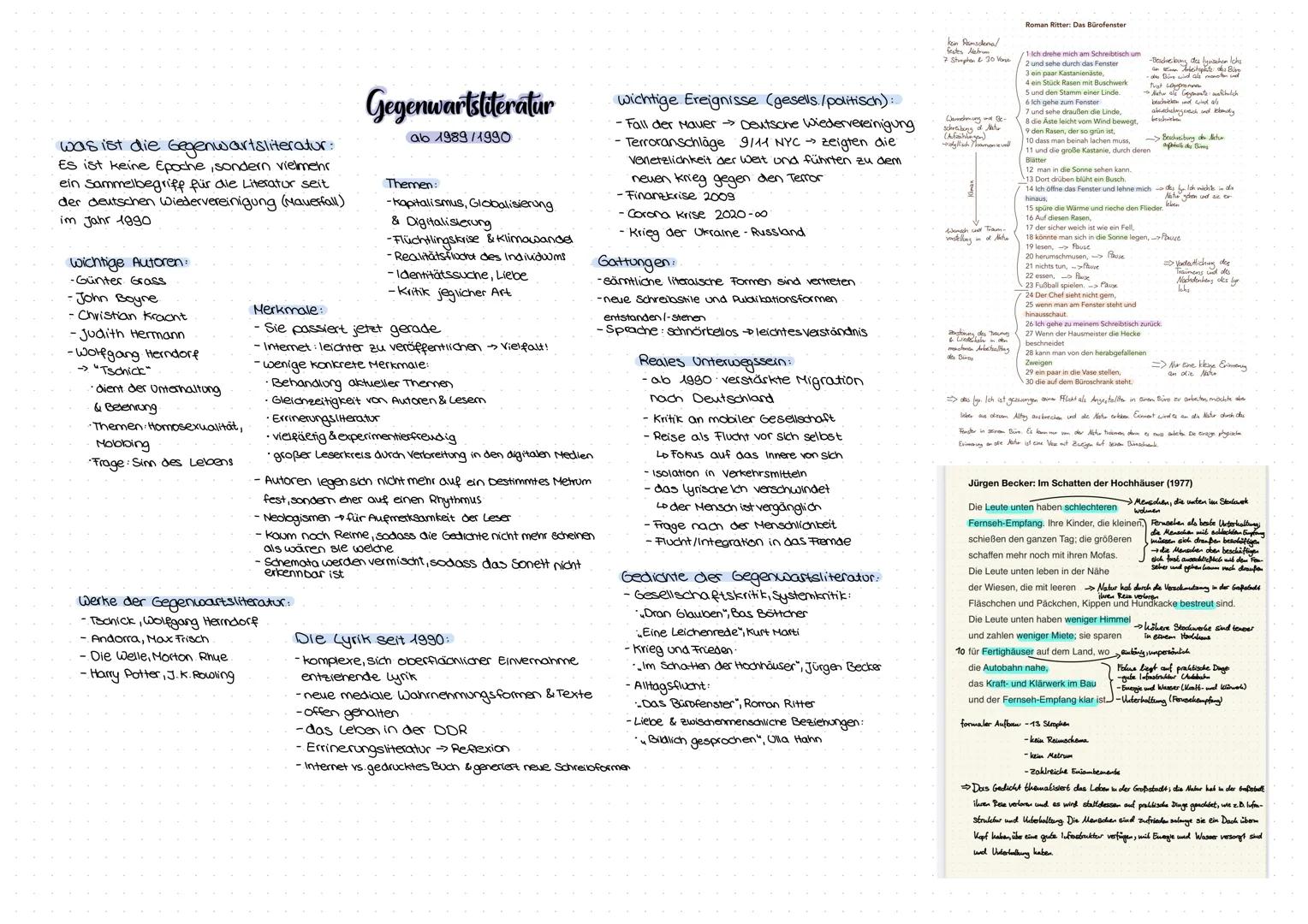 # Gegenwartstiteratur
ab 1989/1990
was ist die Gegenwartsliteratur:
Es ist keine Epoche, sondern vielmehr
ein Sammelbegriff für die Literat