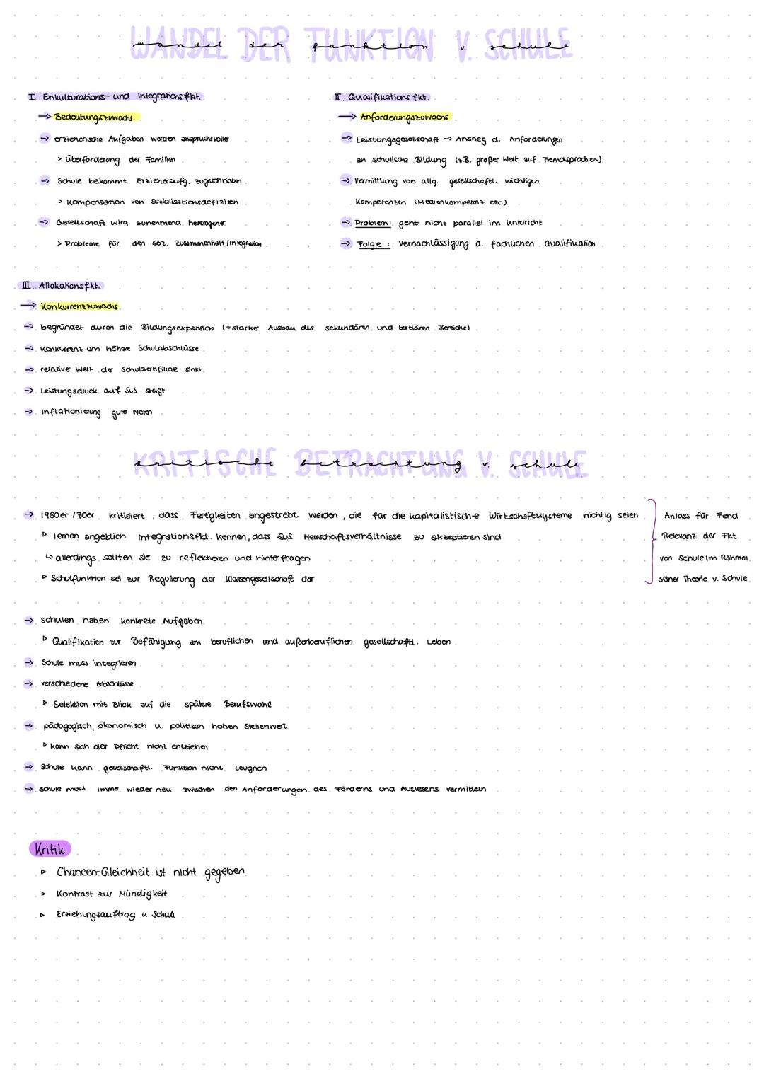 # Funktion von Schule
ERZIEHUNGSZIELE & PRAXIS IN DER BRD NACH 1945
GESELLSCHAFTLICHE FKT
I. Enkulturation:
* kulturelle Reproduktion